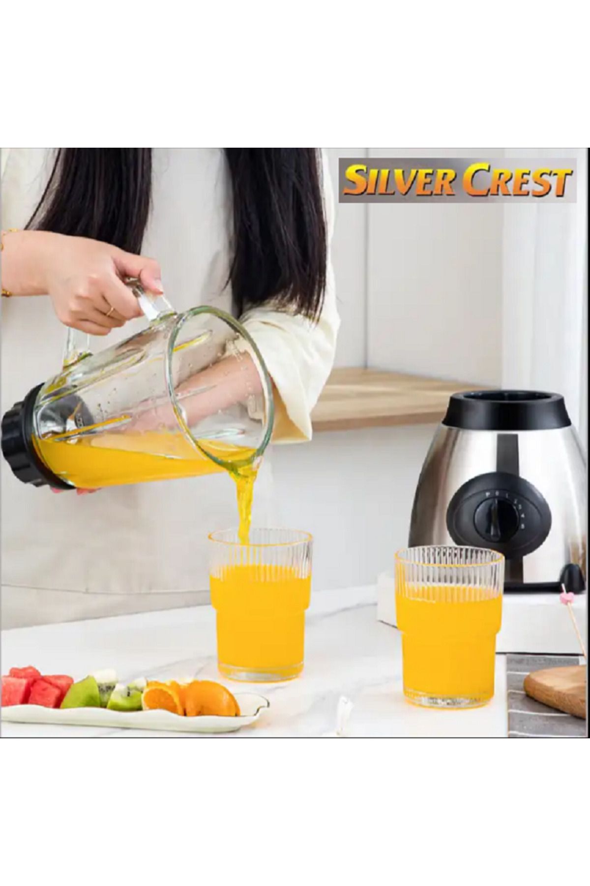 Silver Crest Profesiyonel Cafe Bar Ev Cam Hazneli Öğütücü Buz Kırıcı Blender 1500 Watt 1.5Lt