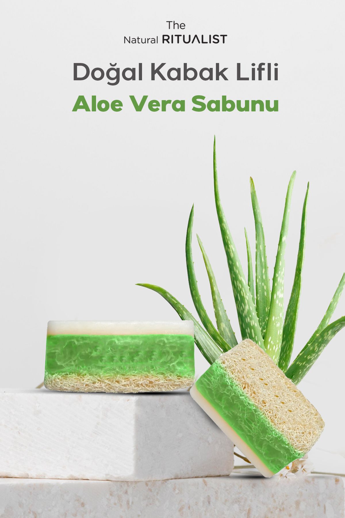 The Natural Ritualist %100 El Yapımı Gliserinli Doğal Kabak Lifli Aloe Vera Sabunu 100 Gr