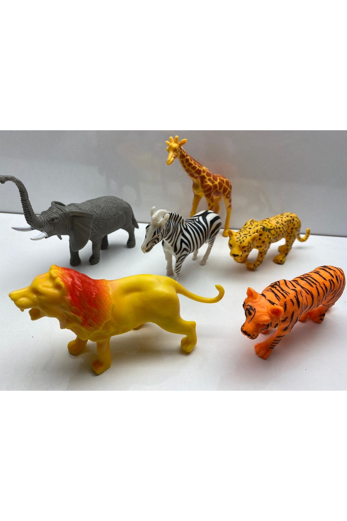 afreyz oyuncak Vahşi Hayvanlar 6'Lı Oyuncak Orman Hayvanları Set Aslan Fil Zürafa Zebra Kaplan Leopar Vahşi Hayvan
