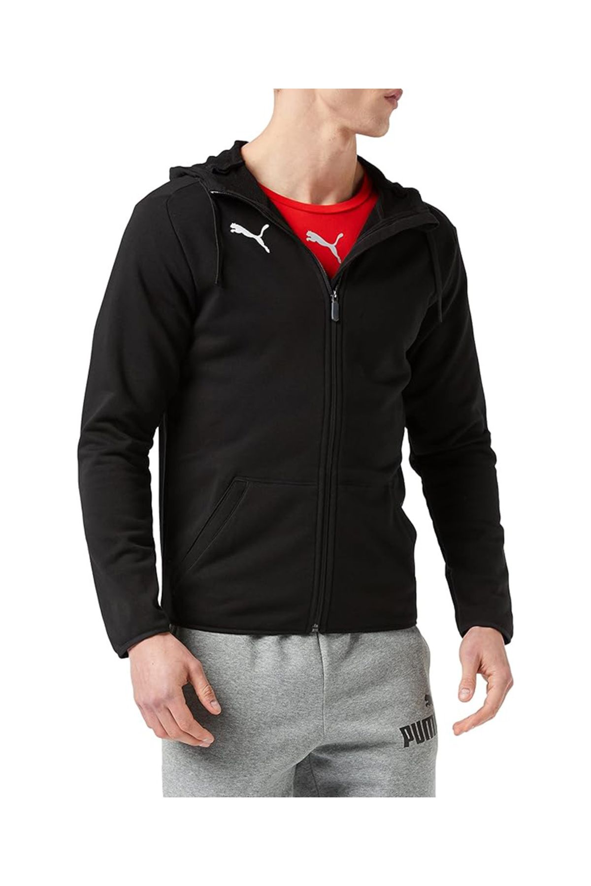 Puma Liga Casual Hoodie Jacket Erkek Pamuklu Fermuarlı Sweatshirt Siyah