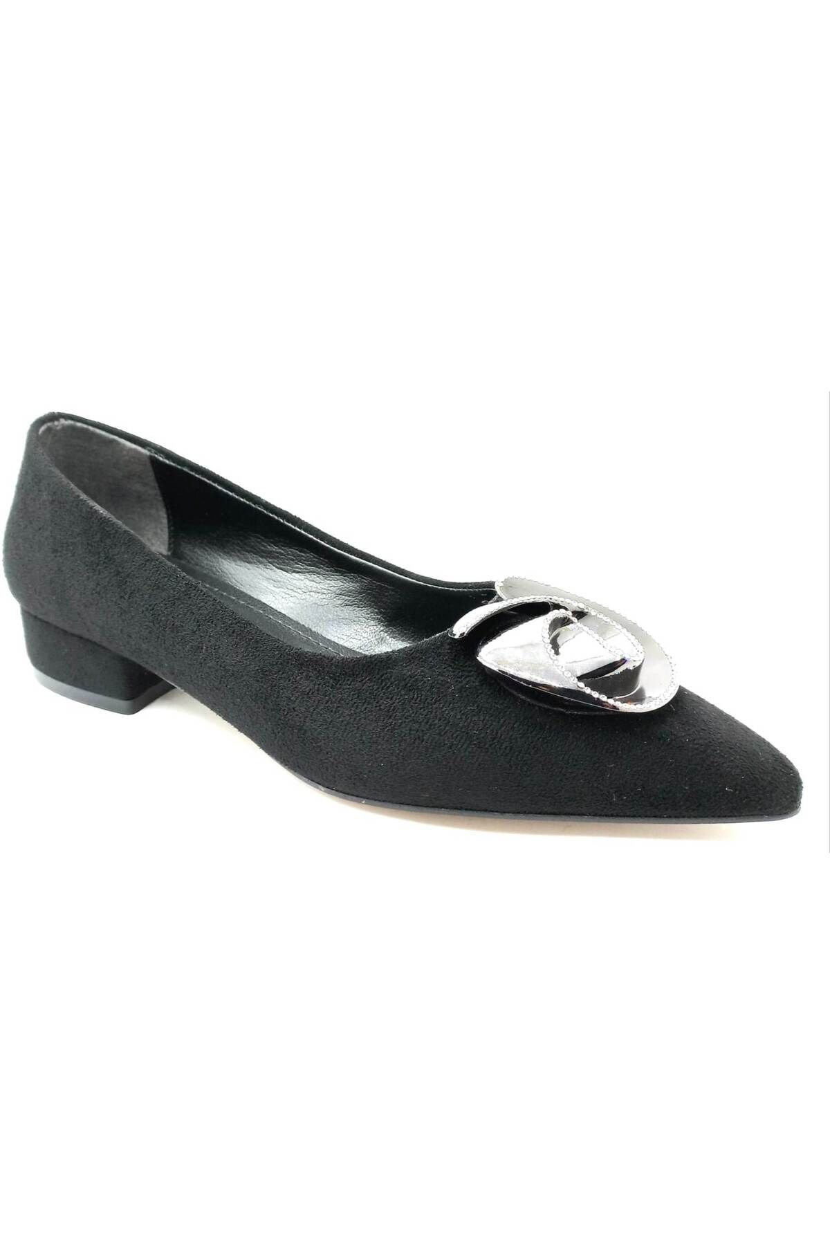 PUNTO 312068 Siyah Süet Kadın Fındık Topuk Ayakkabı