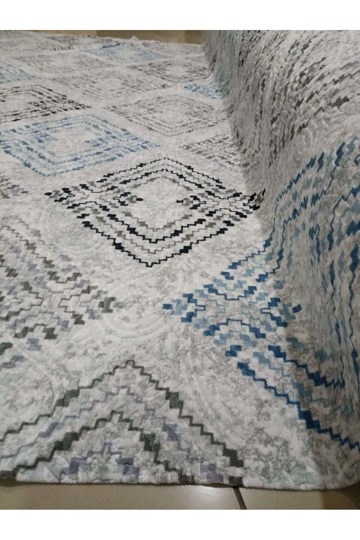 Sarar altun carpet halı örtürü mavi kesme polar eni 225 cm