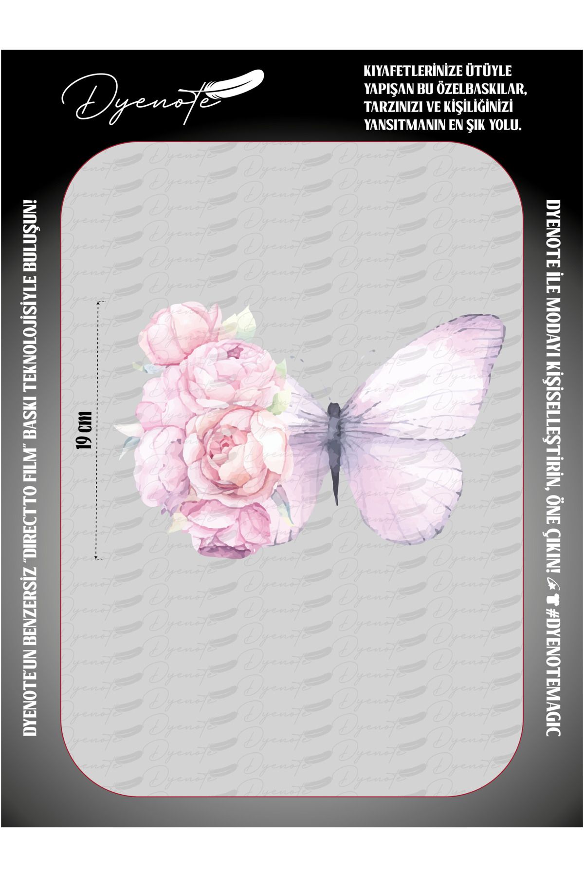 DYENOTE Güllü Kelebek Rose Butterfly Physics Yama Ütü Ile Yapışan Transfer Kağıdı Dtf Arma