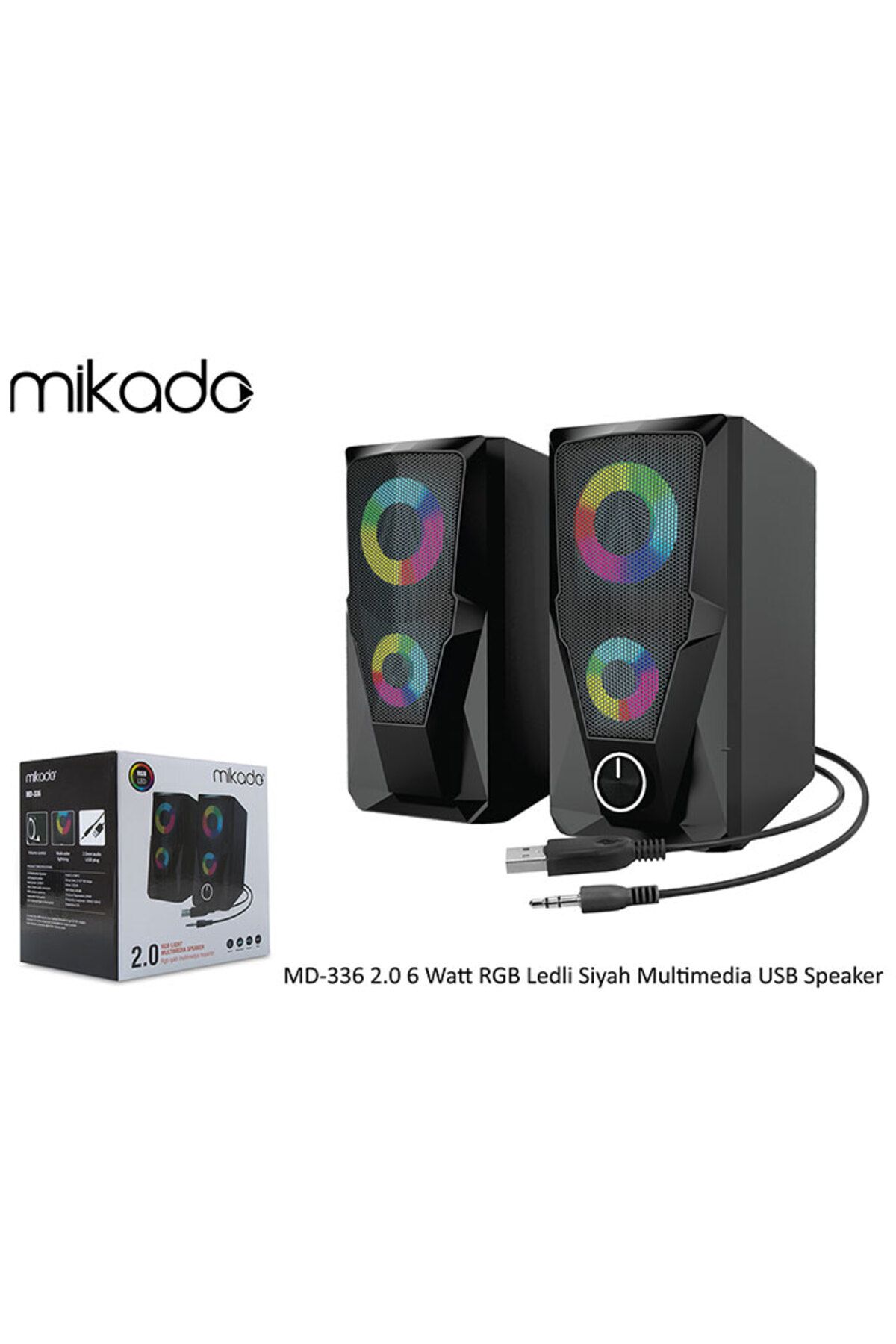 Mikado Md-336 2.0 6 Watt Rgb Ledli Siyah Multimedia Usb Speaker