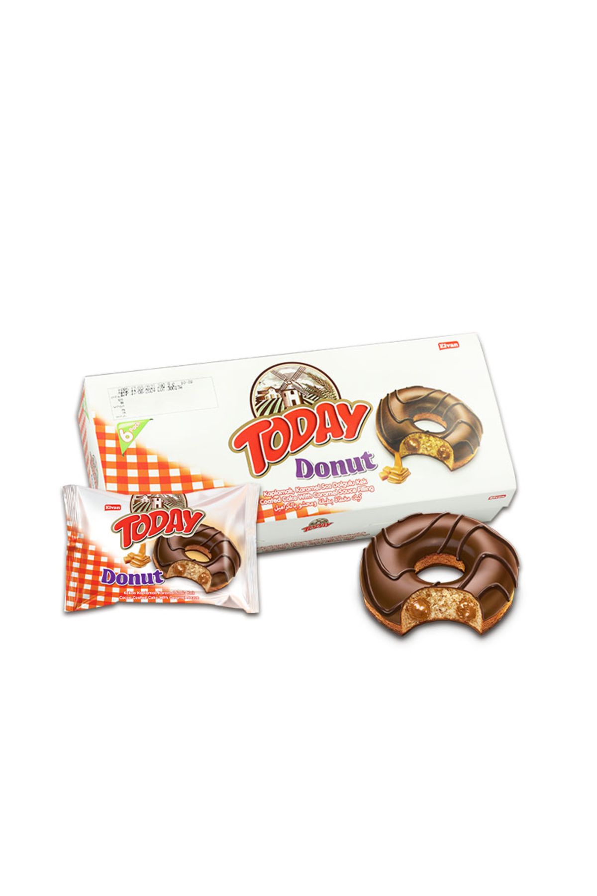 Elvan Today Donut Karamelli Kek Çoklu Paket Kutu 35 Gr. 6 Adet (1 Paket)