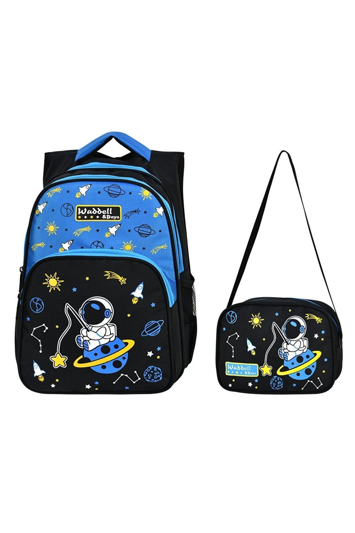 Puzmo Waddell Çanta Siyah Mavi Astronot Ilkokul Çantası - Waddell Bag Erkek Okul Sırt Çantası