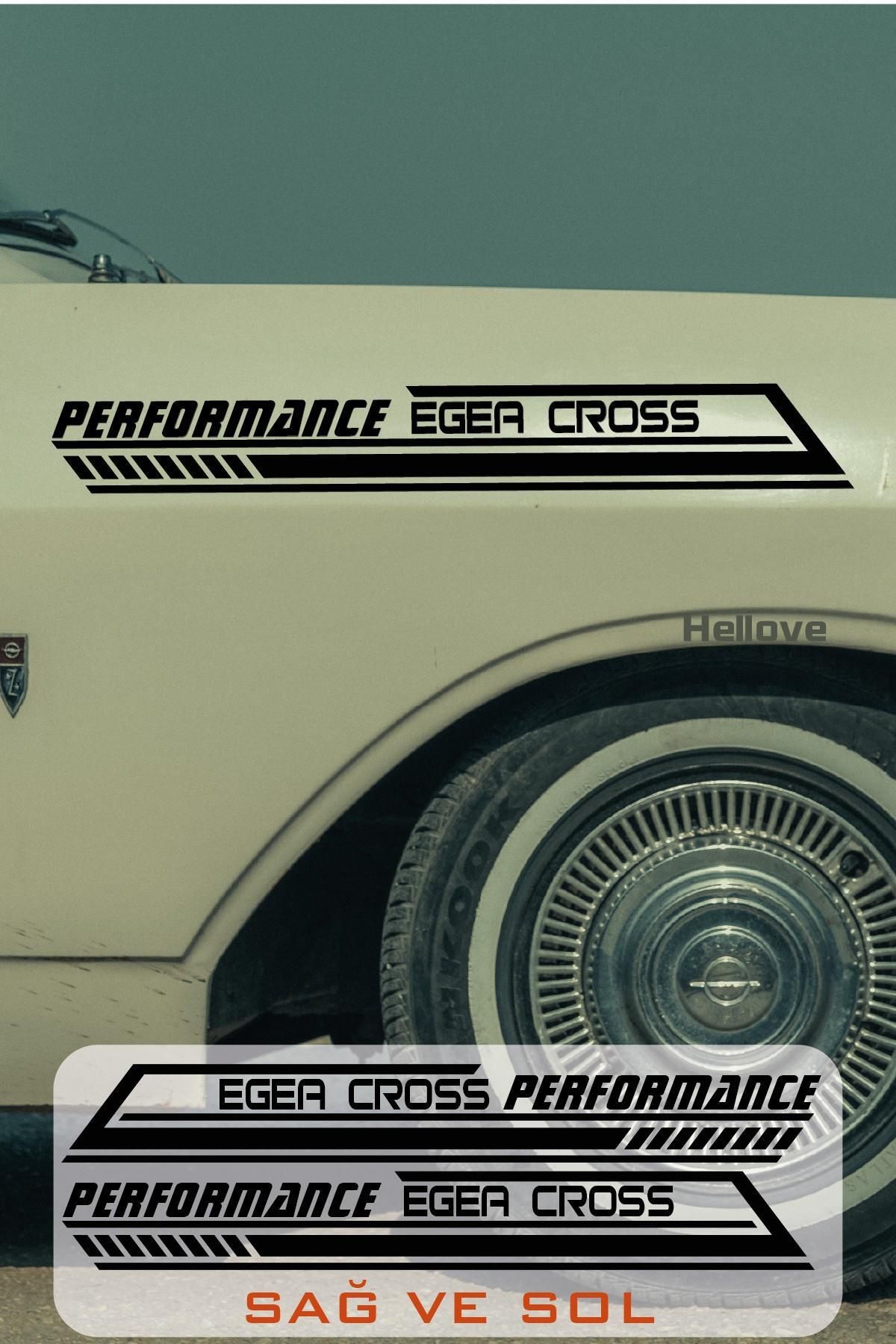 Hellove Fiat Egea Cross Uyumlu  Yan Şerit Performance Oto Araba Sticker Sağ ve Sol Siyah 55*16 Cm