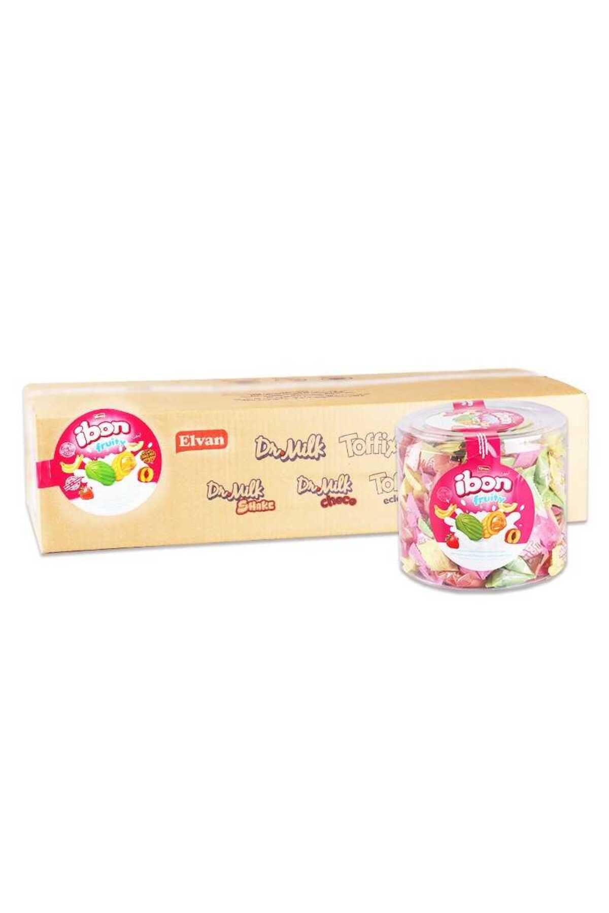 Elvan İbon Sütlü Meyveli Şeker 1000 Gr. Silindir 8 Kutu (1 Koli)