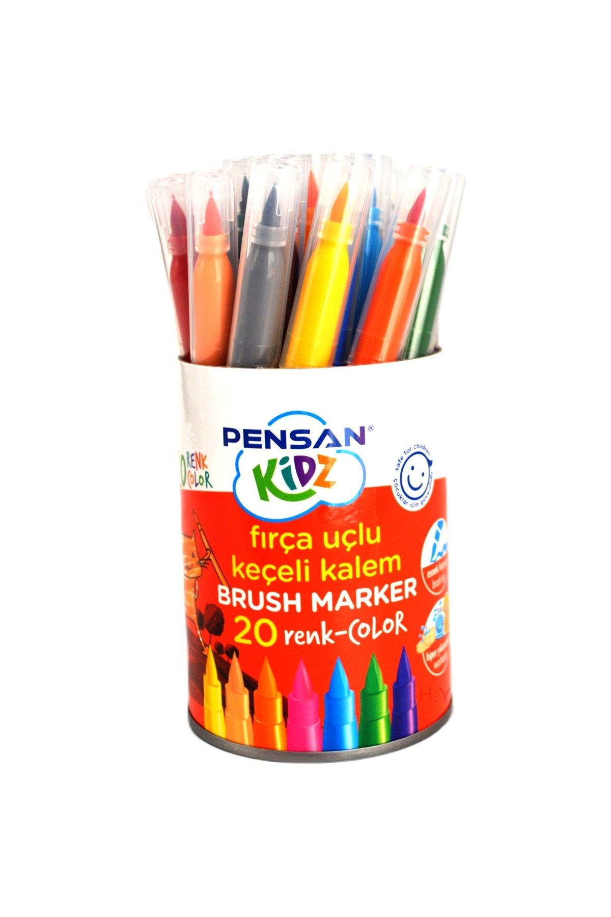 Pensan Kidz Fırça Uçlu Keçeli Kalem 20 Renk Kavanozlu Pnkdz4000