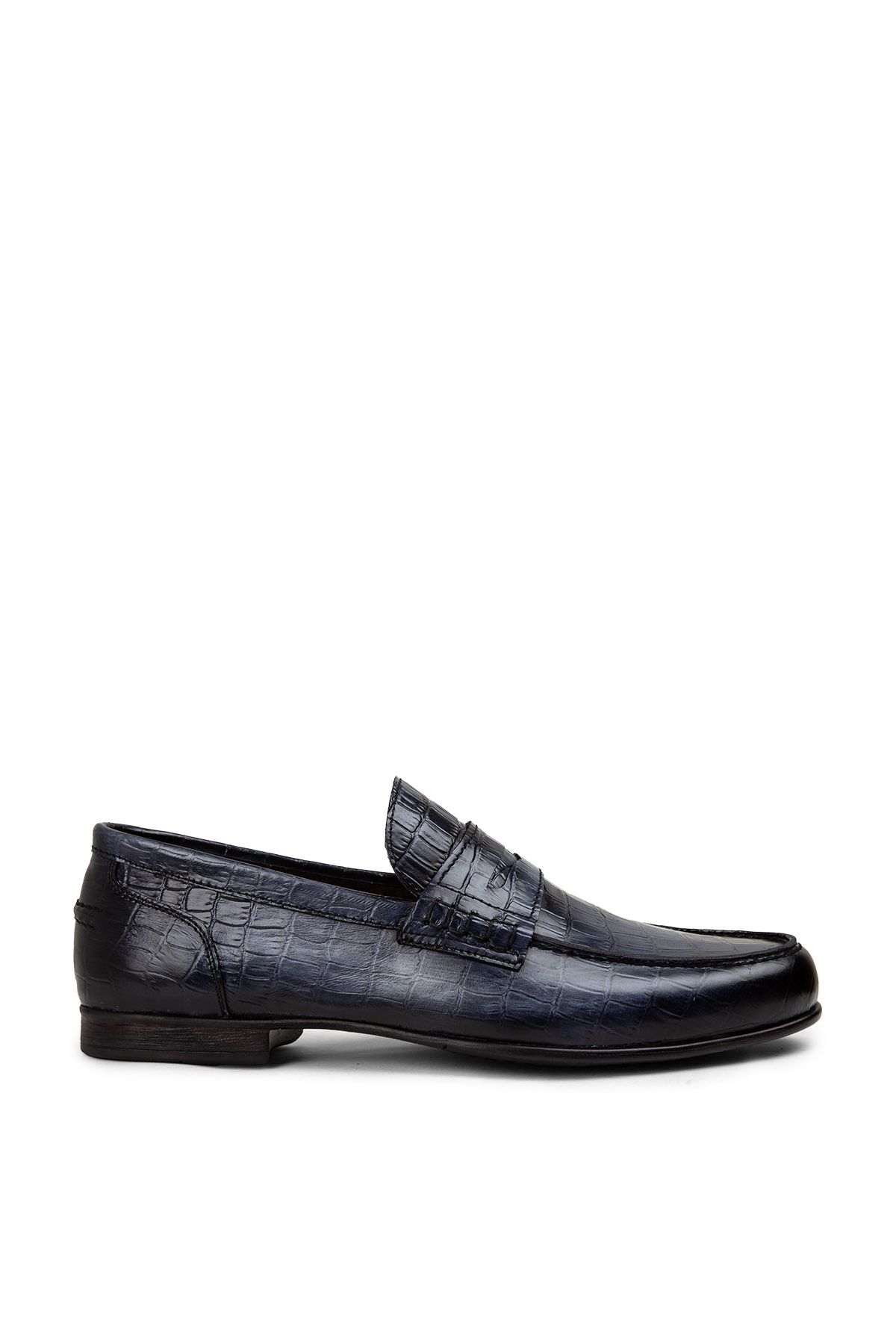 Deery Hakiki Deri Mavi Erkek Loafer Ayakkabı