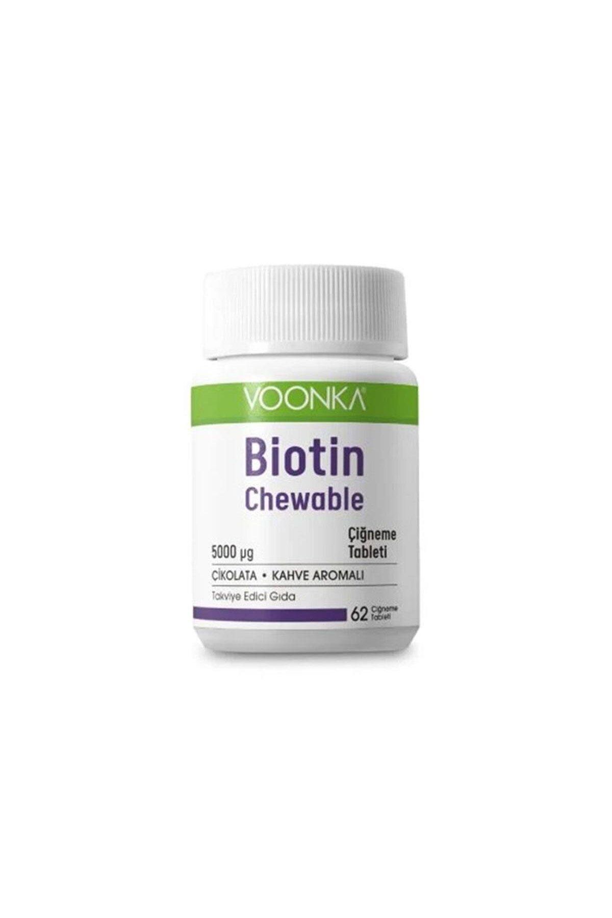Voonka Biotin 5000 mcg Chewable Vitamin B7 İçeren Çikolata Kahve Aromalı Takviye Edici Gıda 62 Tablet