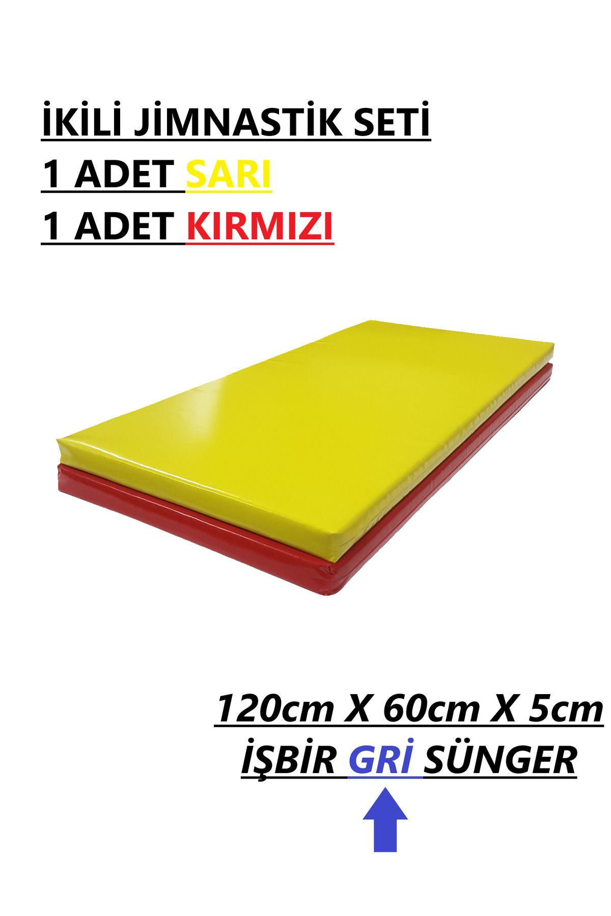 gürteks Sarı - Kırmızı 60x120x5 Cm Çocuk Jimnastik Minderi (PVC)