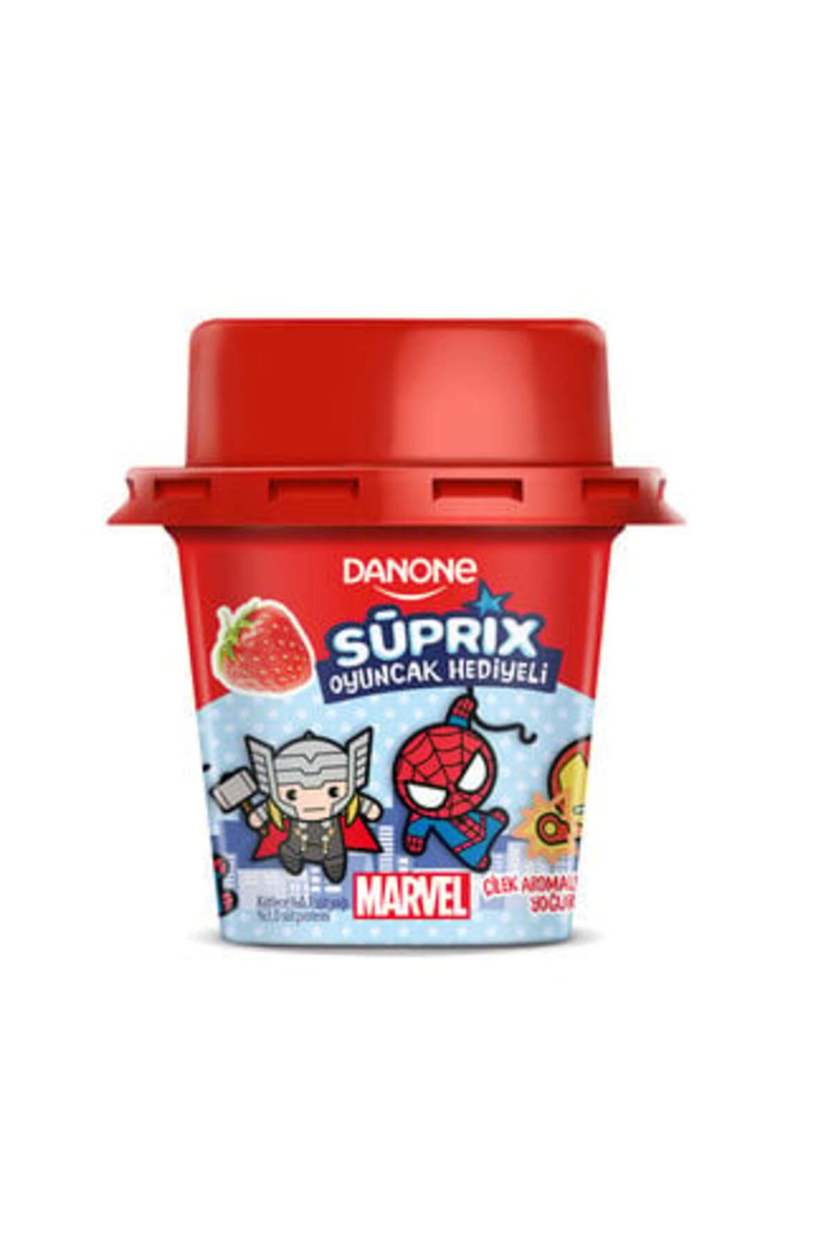 Danone ( ETİ PETİTO HEDİYE ) Danone Süprix Marvel Oyuncak Hediyeli Çilek Aromalı Yoğurt 90 Gr ( 2 ADET )
