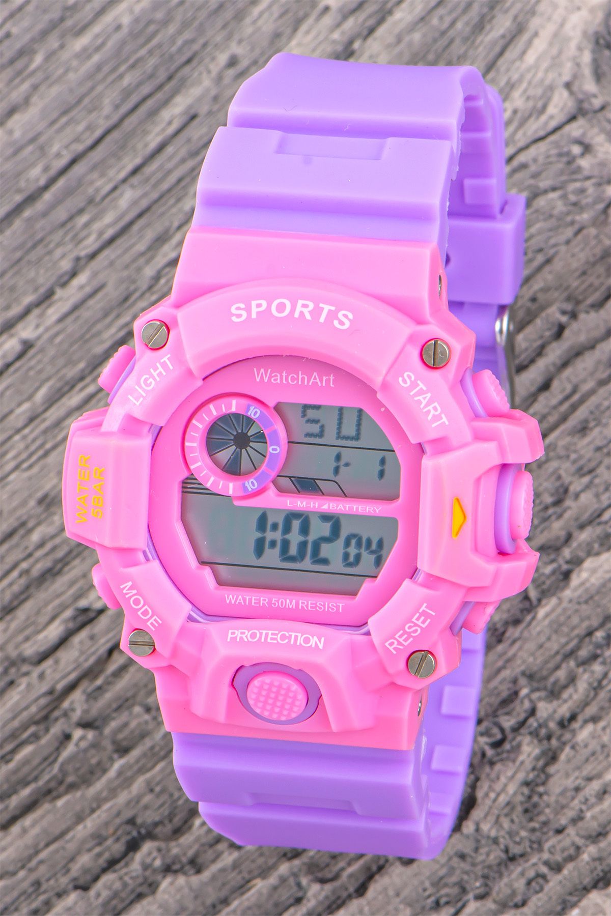 Watchart Pembe Renk Spor Çocuk Kol Saati Dijital Ekran Su Geçirmez Alarm Kronometre Takvim