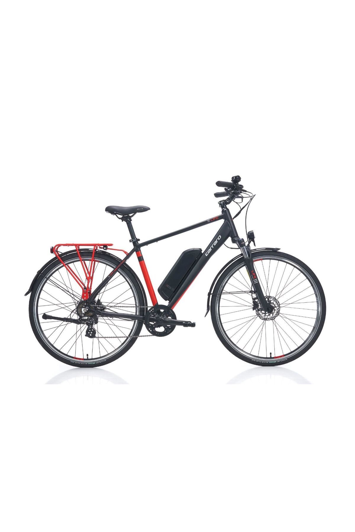 Carraro E-Line eLife 2.1 7V HD Elektrikli Şehir Bisikleti Mat Siyah Kırmızı 52 cm