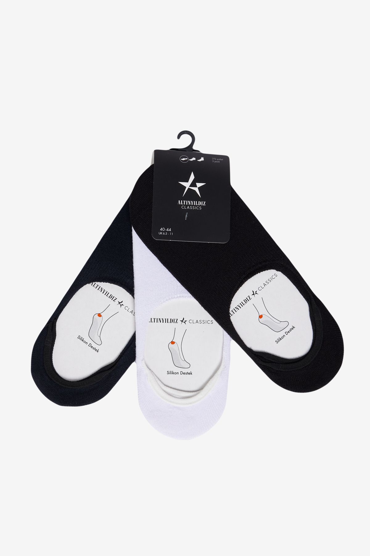 Altınyıldız Classics Erkek Siyah-Lacivert-Beyaz 3'lü Bambulu Sneaker Çorap