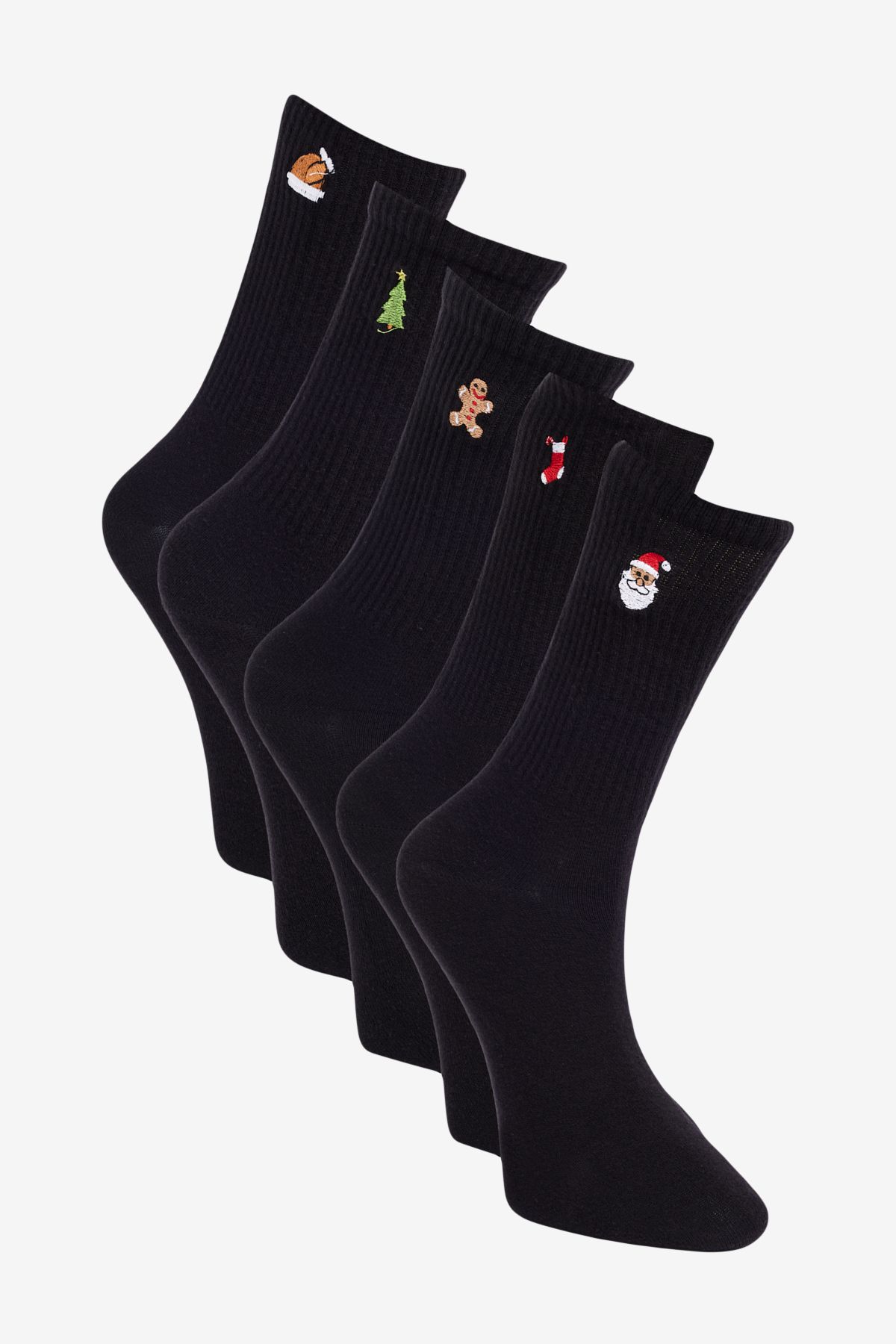 AC&Co / Altınyıldız Classics Erkek Siyah Yılbaşı Temalı 5'li Soket Çorap