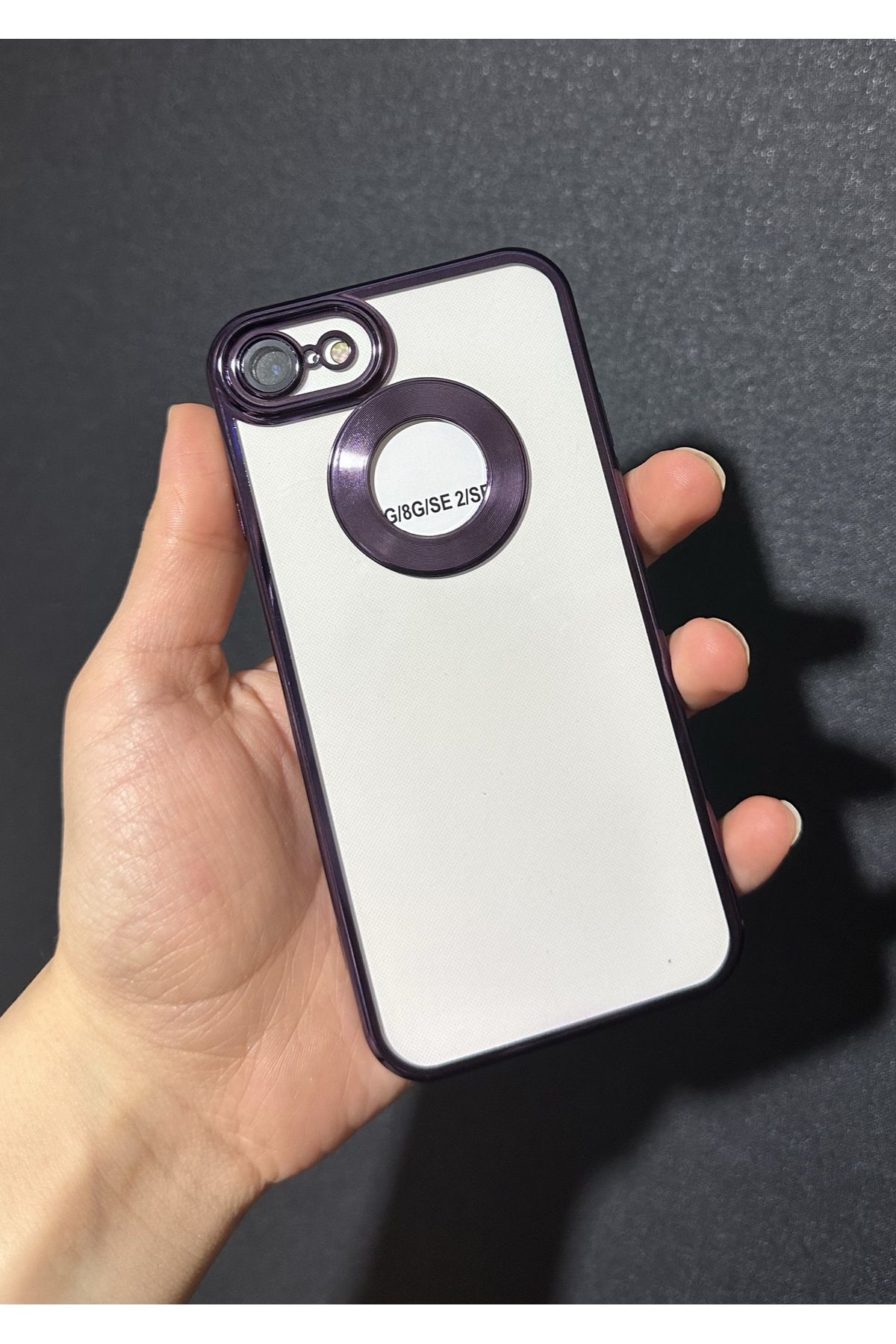HYPERSOFT Iphone 7-8 ve Se Uyumlu Kılıf Arkası Şeffaf Logo Gösteren Kamera Korumalı Kenarları Renkli Kapak