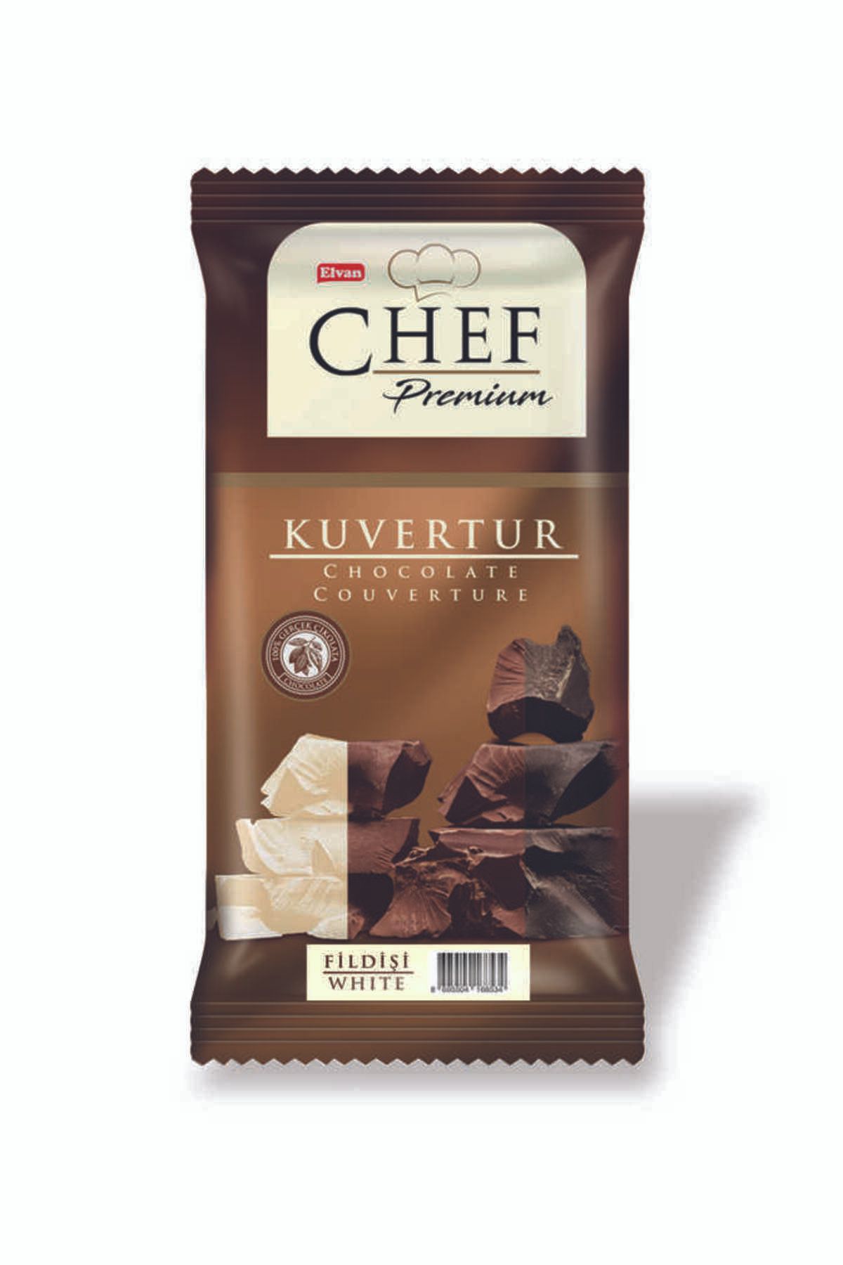 Elvan Chef Premium Beyaz Çikolata Mini Kuvertür 200 Gr. (1 Adet)