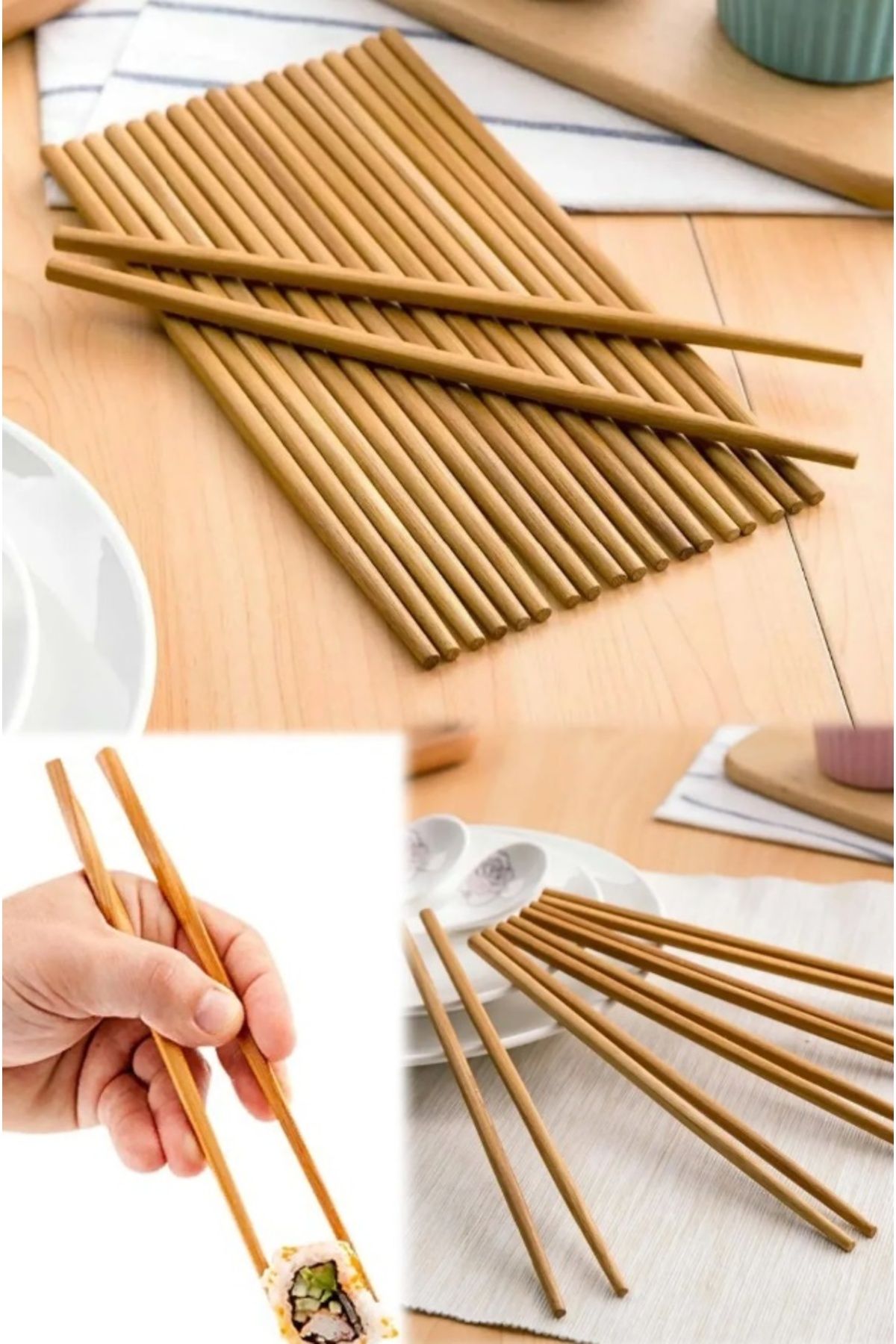 BRN STORE 5 Çift Yıkanabilir Çin Yemek Çubuğu Bambu Chopstick Yemek Çubuğu Bambu Chopstick