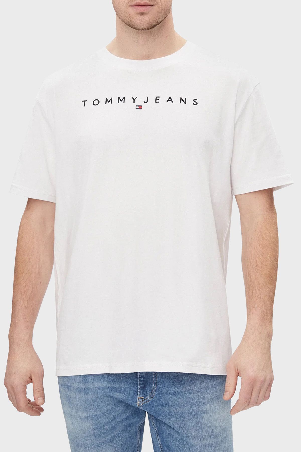 Tommy Jeans Pamuklu Regular Fit Bisiklet Yaka T Shirt Erkek T SHİRT DM0DM17993 YBR