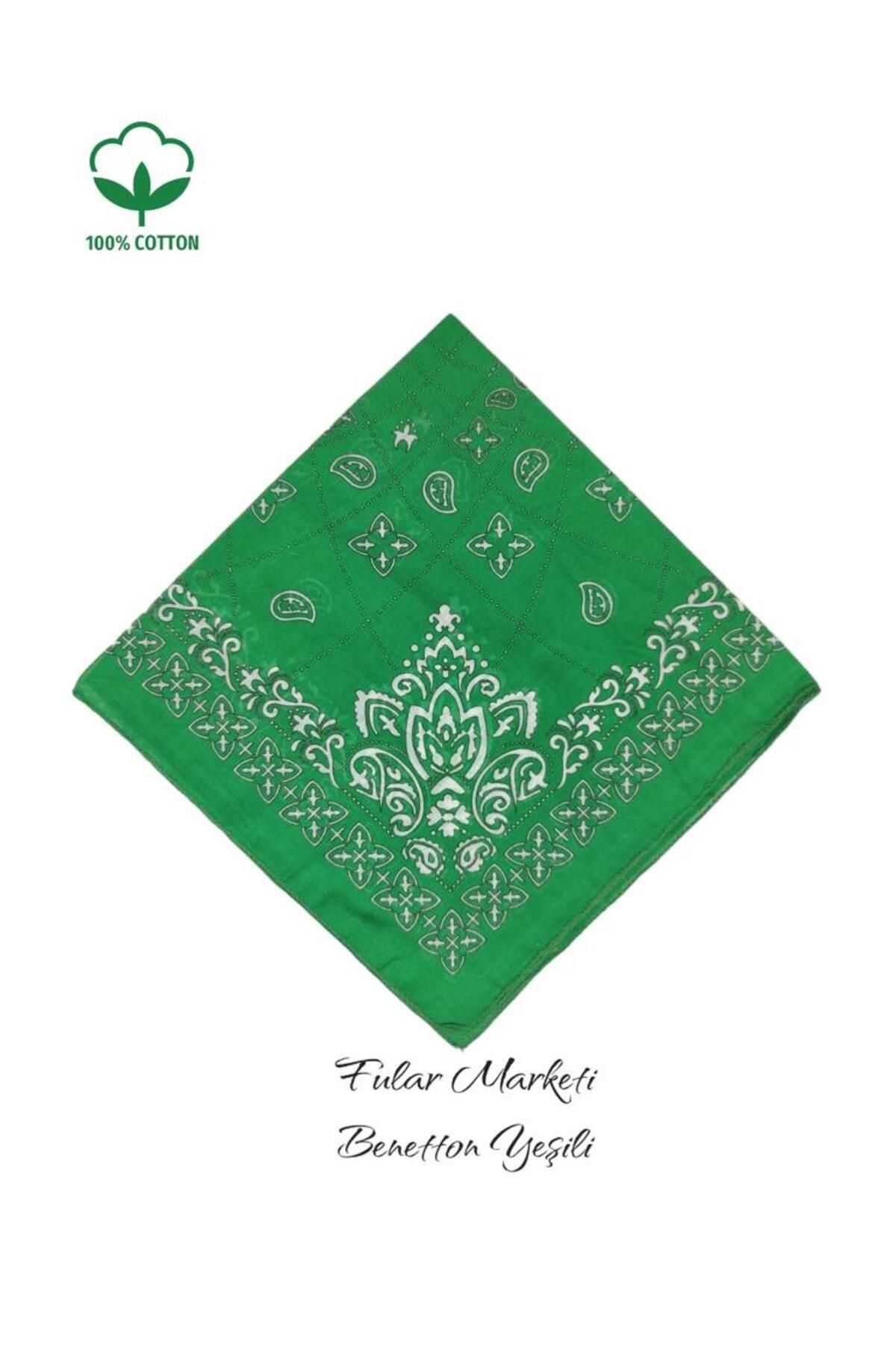 Fular Marketi 5 Al 4 Öde %100 Pamuk Elegance Modeli Bandana Benetton Yeşili Bandanabonesu