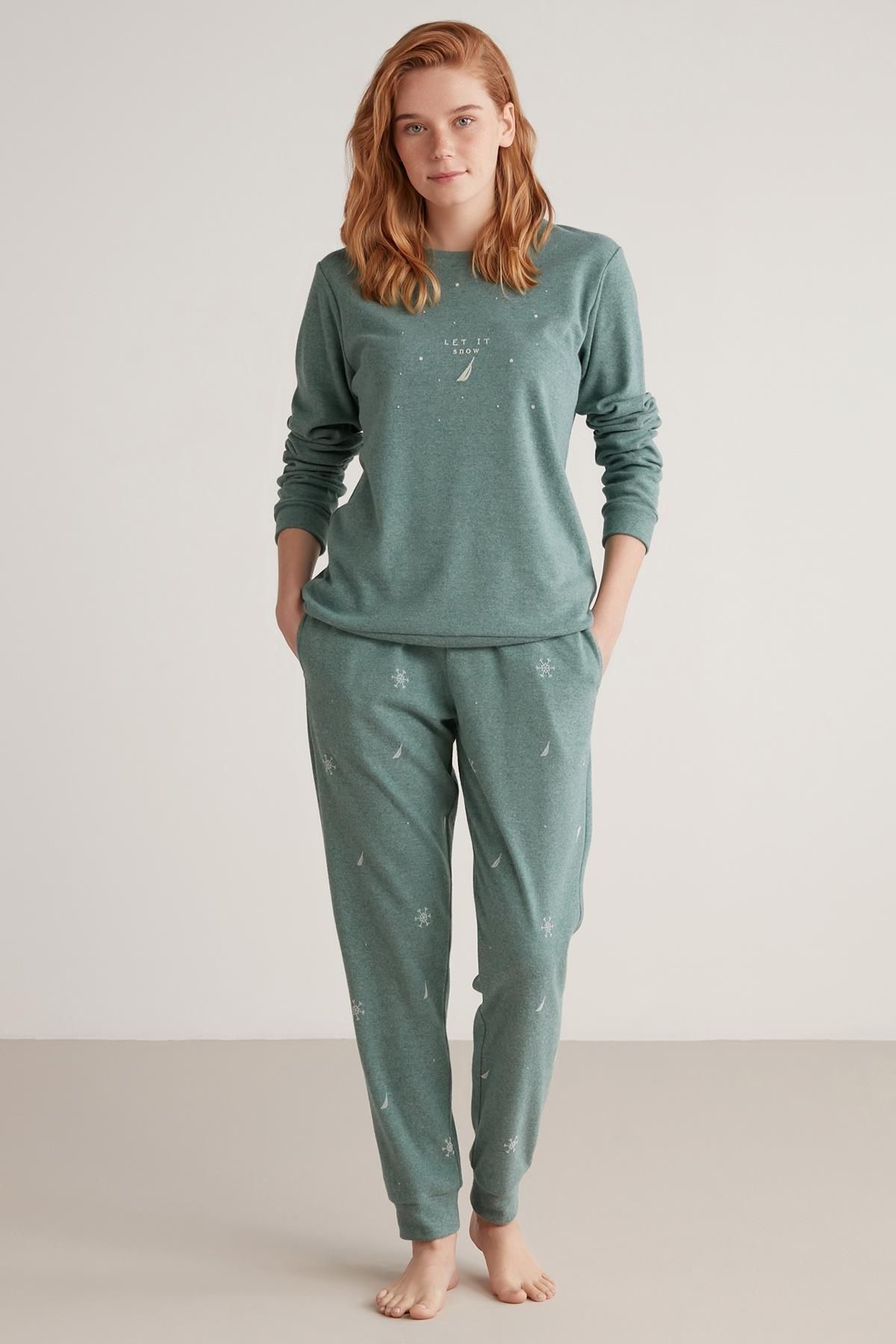 Nautica Kadın Yeşil Uzun Kollu Pijama Takımı W607