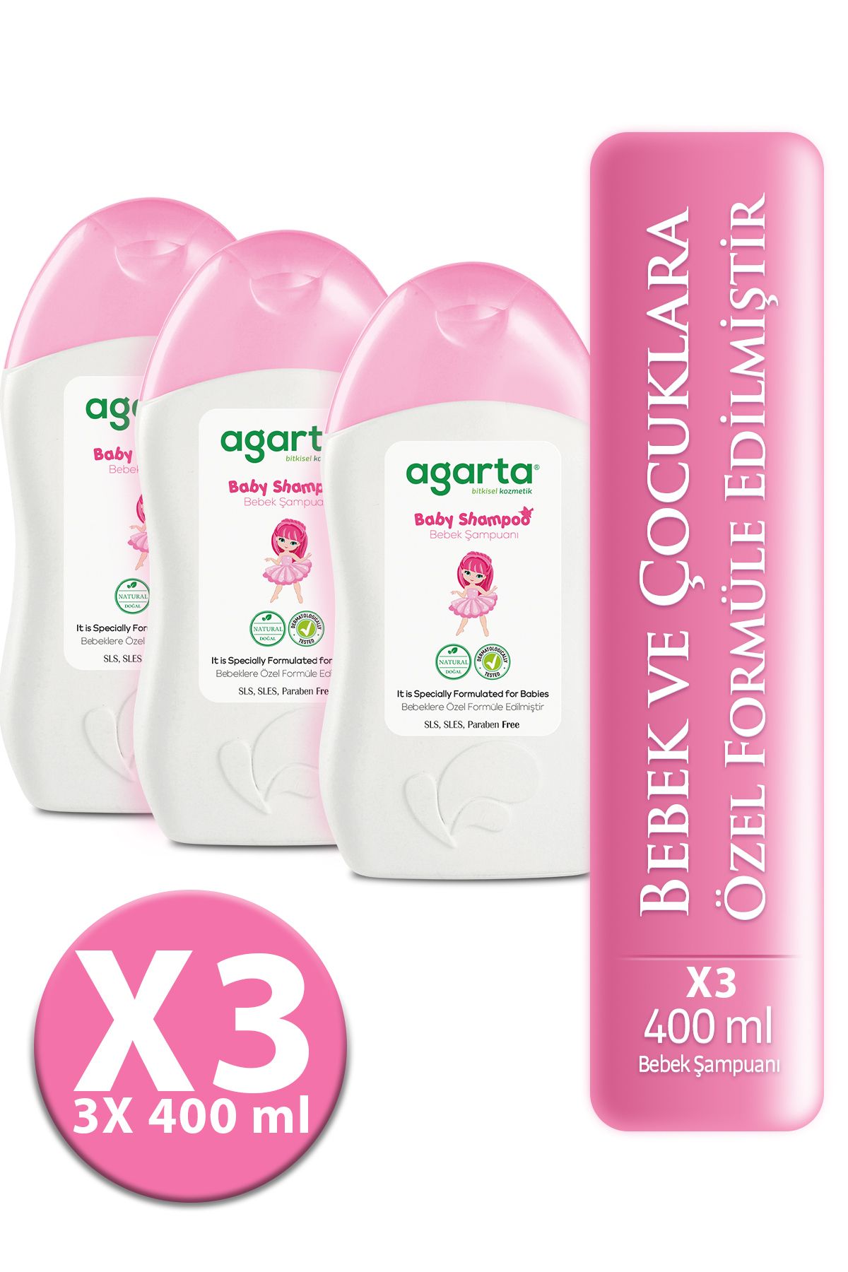 Agarta Doğal Bebek Şampuanı Kız Çocuklarına Özel 400 Ml ( 3 Adet )