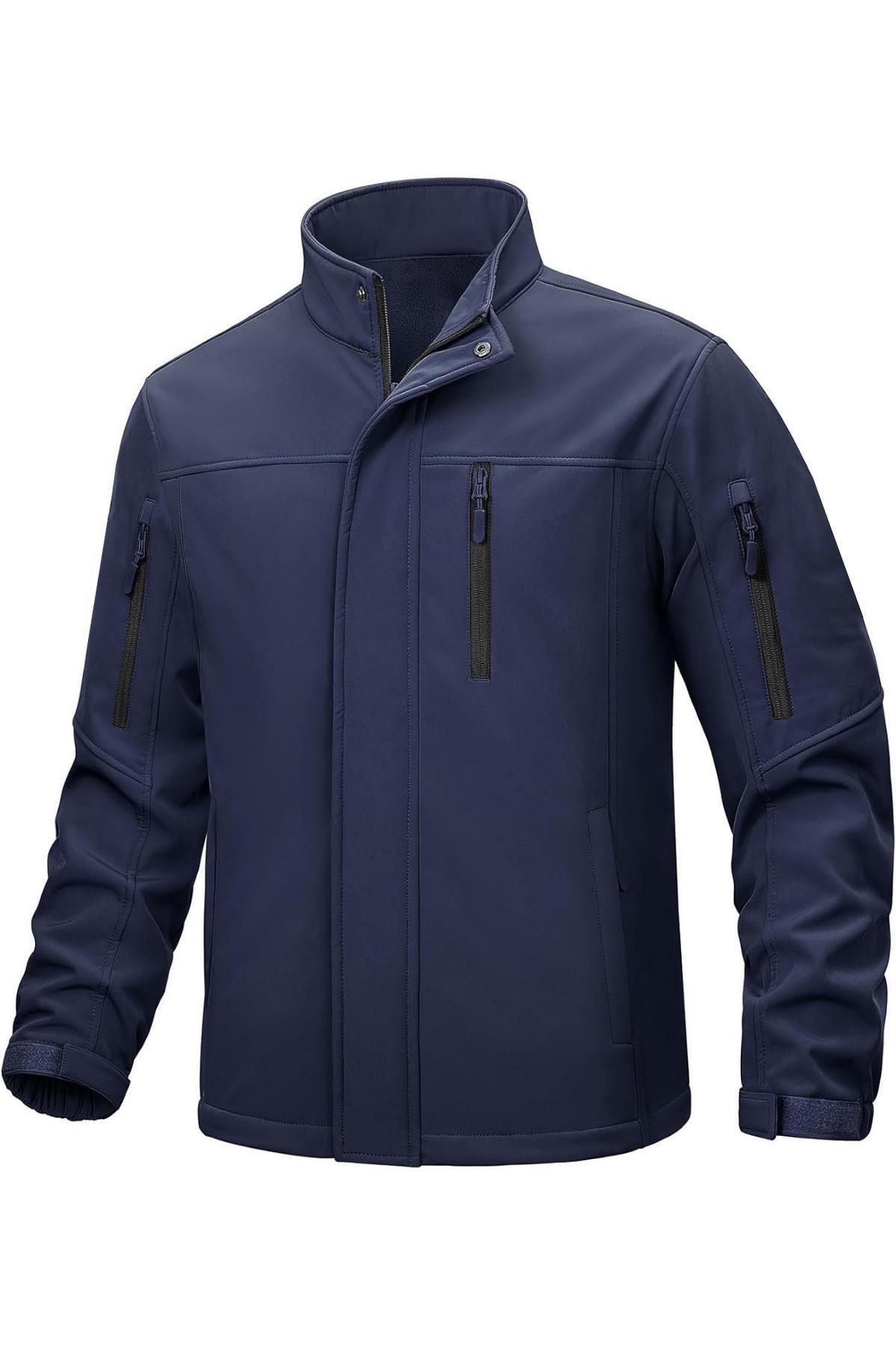 Ghassy Co Ghassy Co. Erkek İçi Polarlı Dik Yaka Su ve Rüzgar Geçirmez Softshell Mont