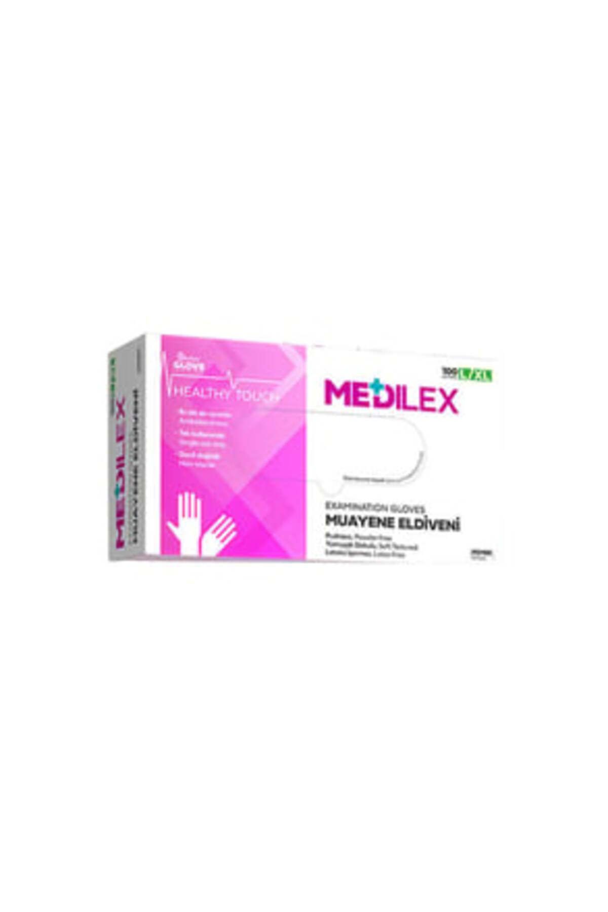 Reflex ( 1 ADET ) Reflex Medilex Pudrasız Muayene Eldiveni Pembe L-XL Beden 100'Lü Paket