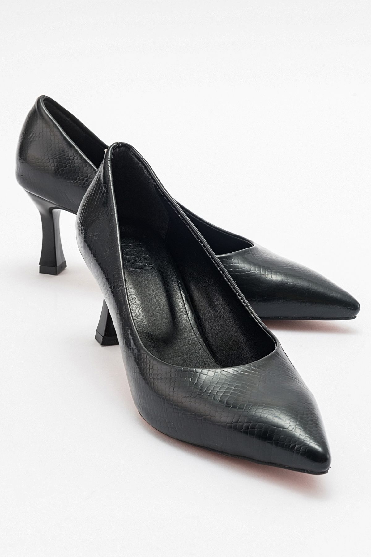 luvishoes PEDRA Siyah Baskı Kadın Topuklu Ayakkabı