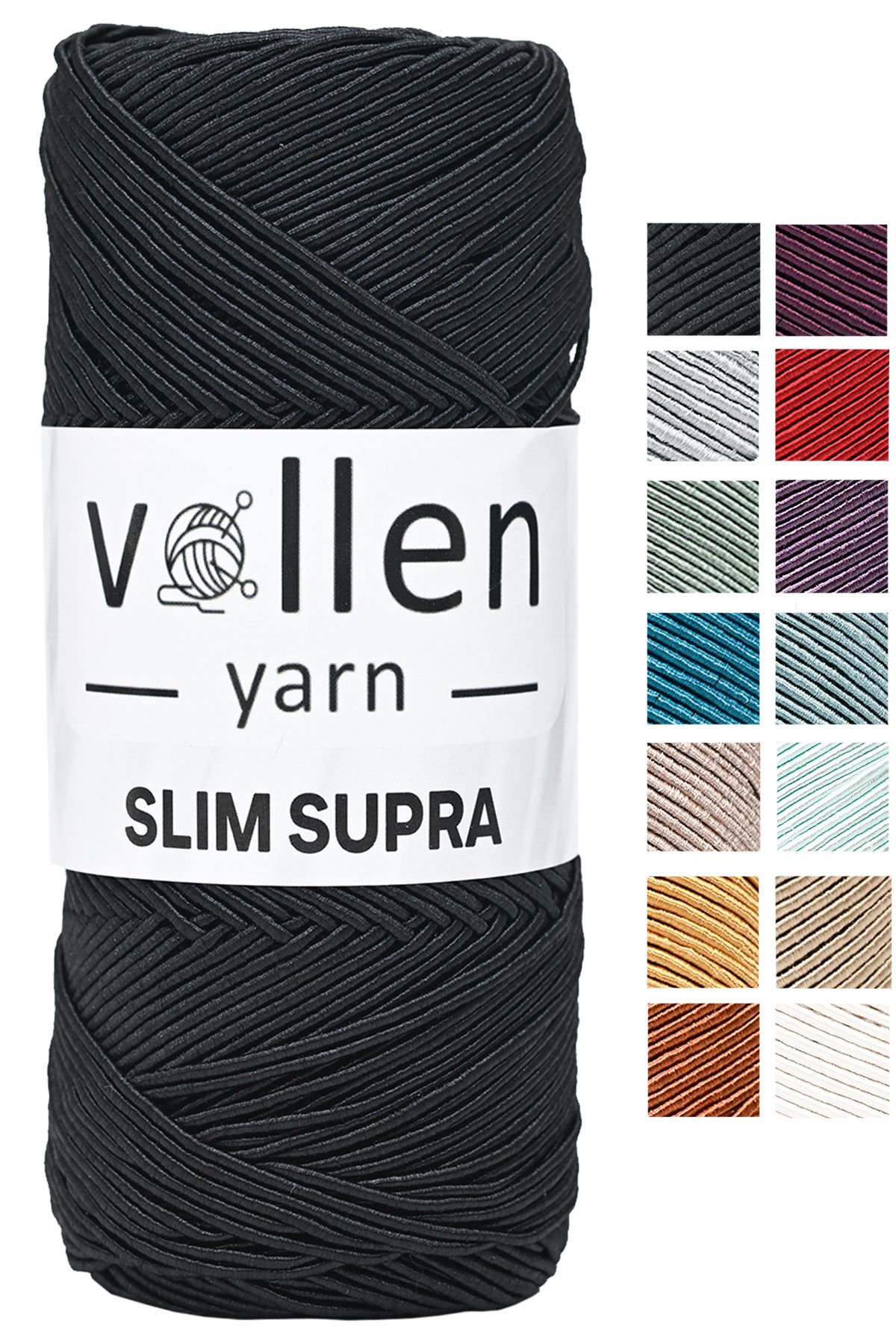 vollen yarn Slim Supra 200 Gr, Mumlu Ip,polyester Ip,runner Ipi, Çanta Ipi, Bileklik Ipi,pase Ip Siyah