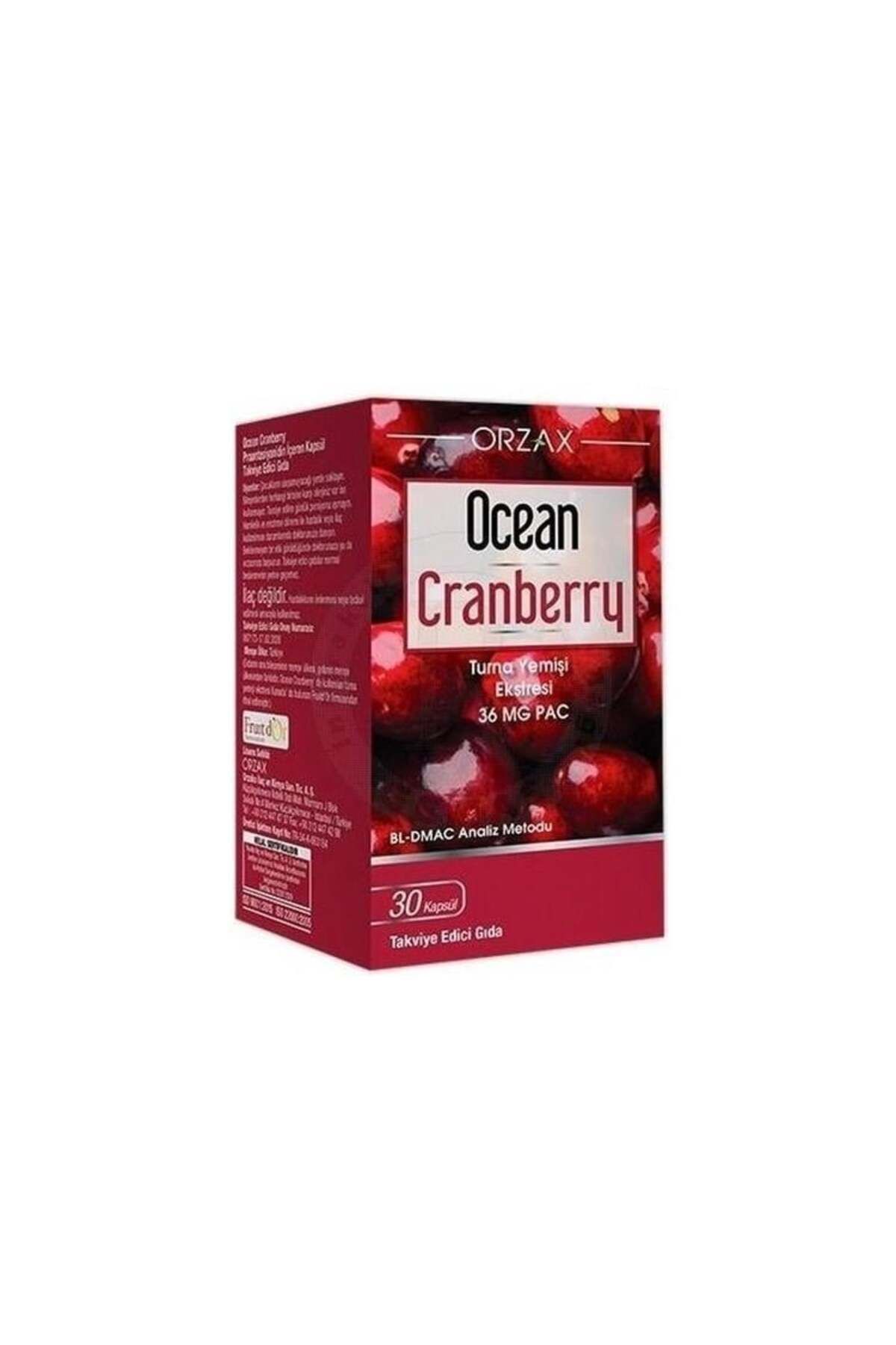 Ocean Cranberry Turna Yemişi Ekstresi 36 mg Pac 30Tablet Turna Yemişi İçeren Takviye Edici Gıda.orzx