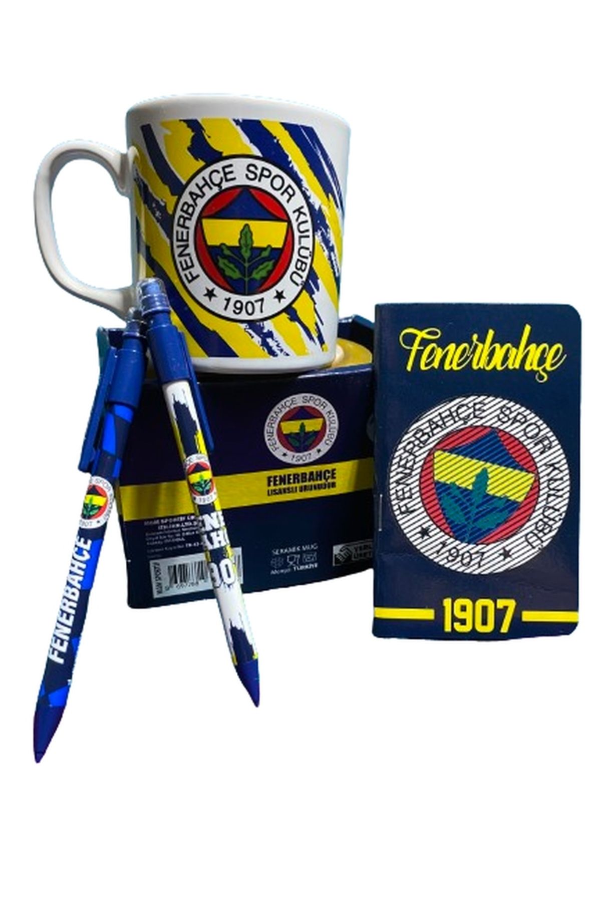 Fenerbahçe Lisanslı Orijinal Kupa 2023 yeni sezon & Lisanslı 2li 0.7 Kalem & a7 Bloknot