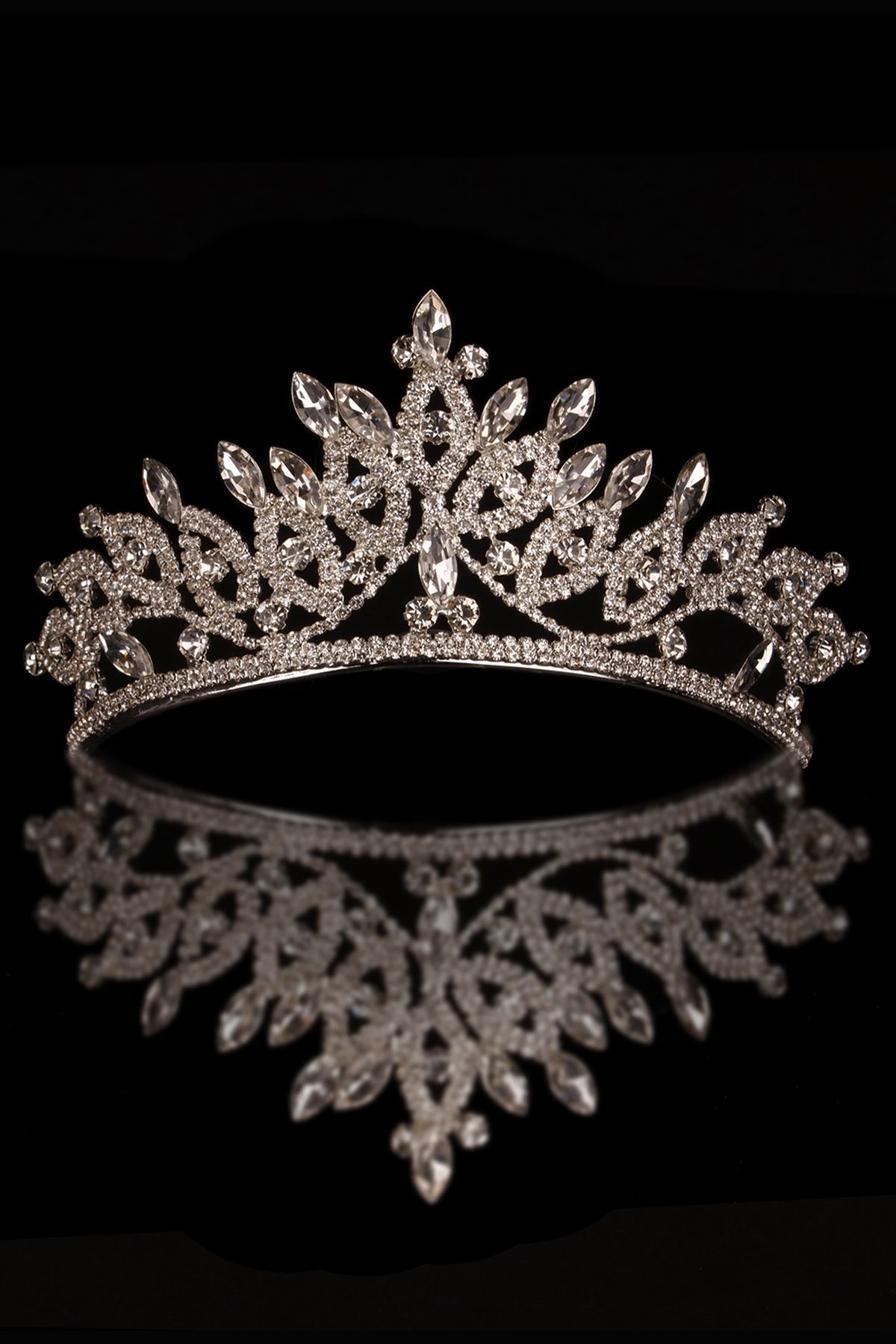 Limelia Kristal Taşlı Gelin Kraliçe Tacı Parlak Prenses Tacı Gelin Düğün Tacı Gümüş