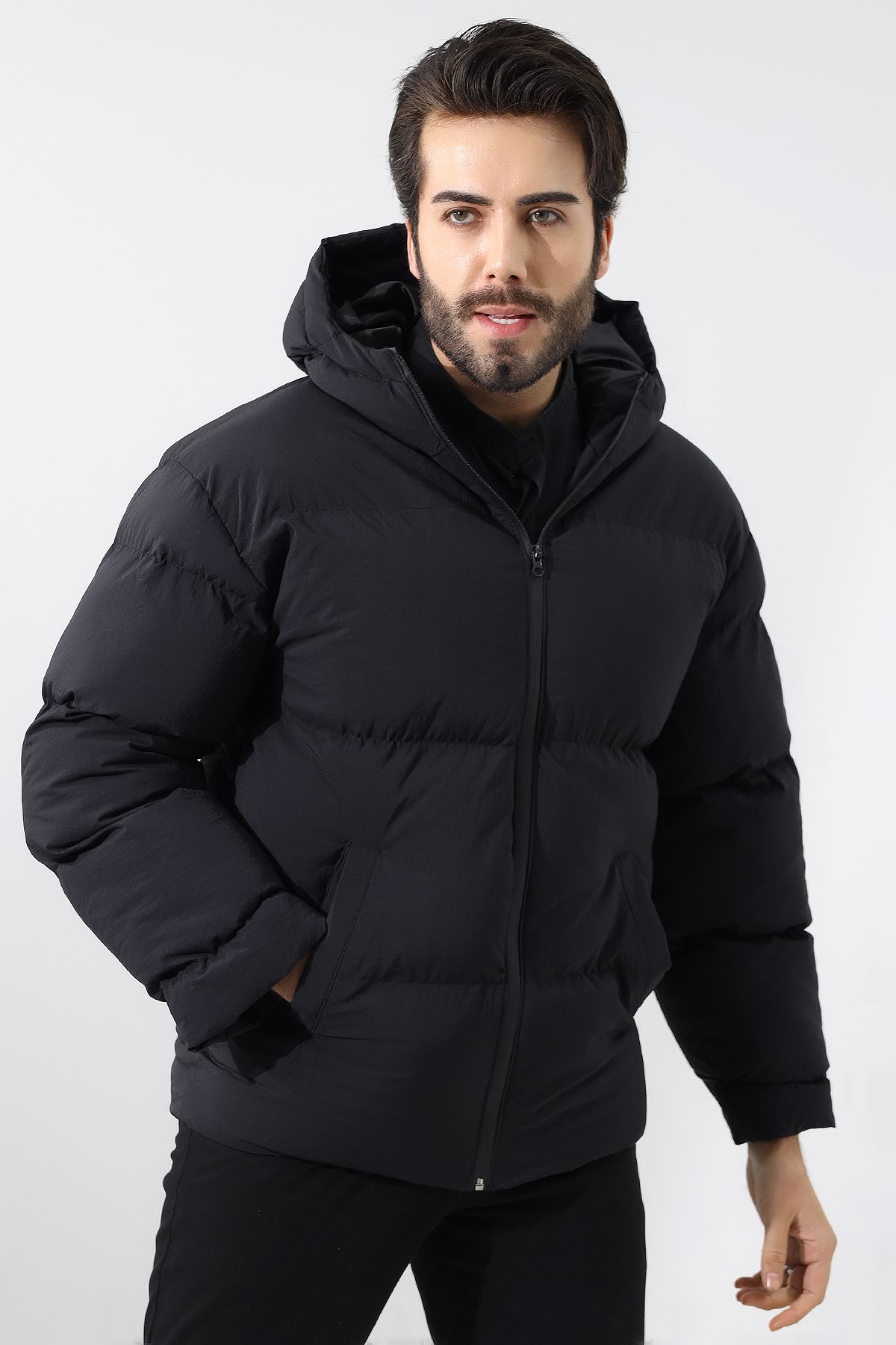 GAREN Unisex Oversize Kapüşonlu Waterproof Su İtici Mont Kaban Crinkle Zeno-01