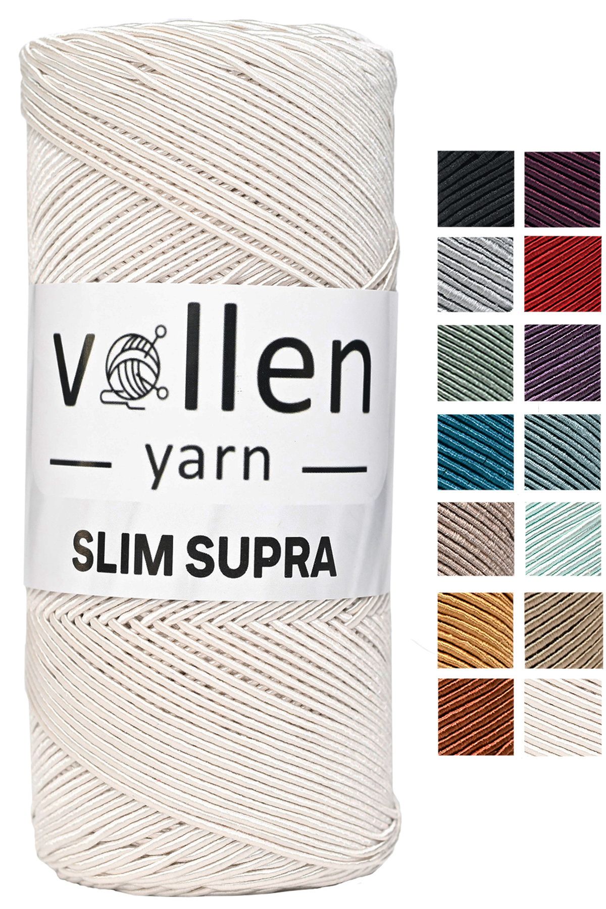 vollen yarn Slim Supra 200 Gr, Mumlu Ip,polyester Ip,runner Ipi, Çanta Ipi, Bileklik Ipi,pase Ip Ekru