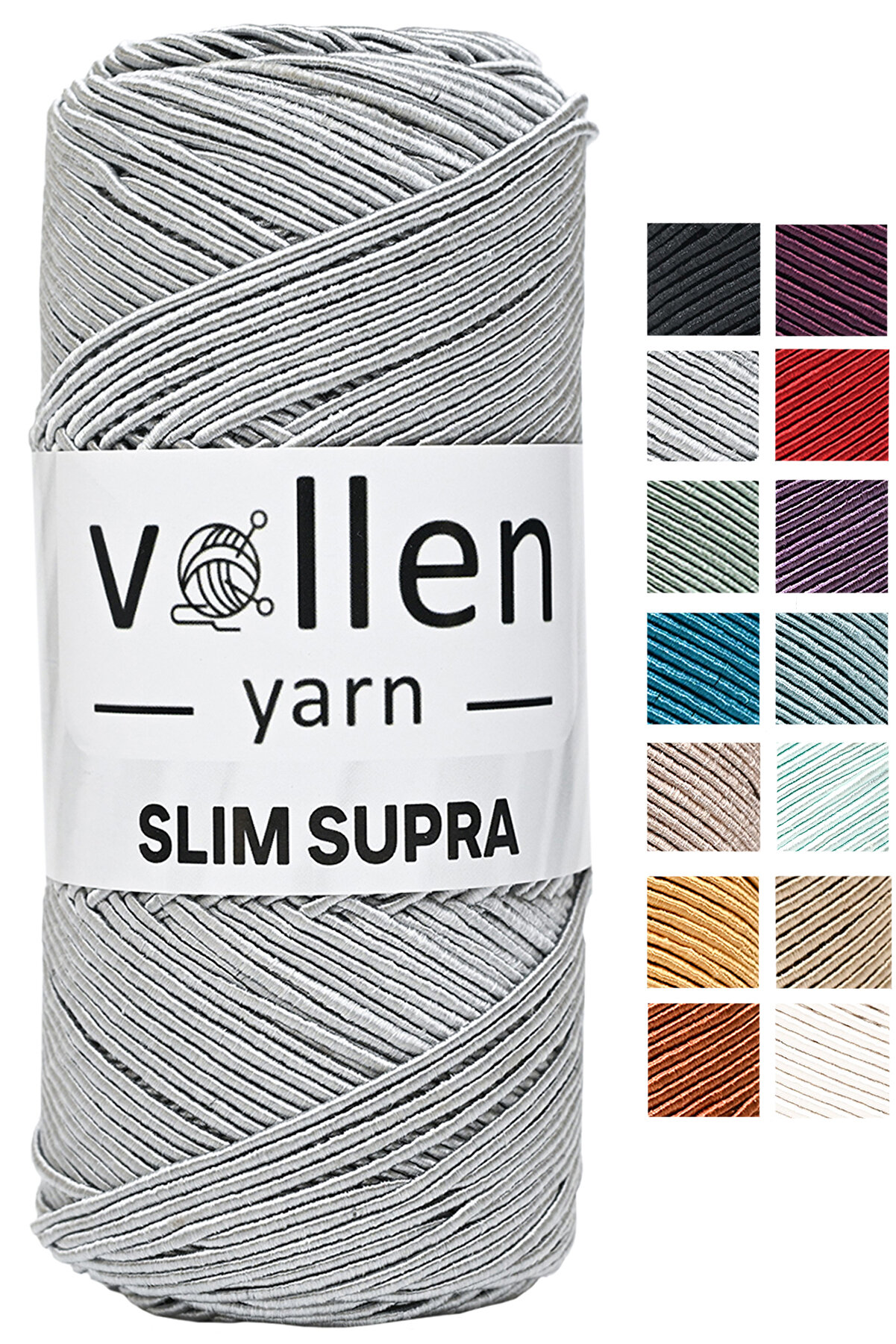 vollen yarn Slim Supra 200 Gr, Mumlu Ip,polyester Ip,runner Ipi, Çanta Ipi, Bileklik Ipi,pase Ip Gümüş Gri