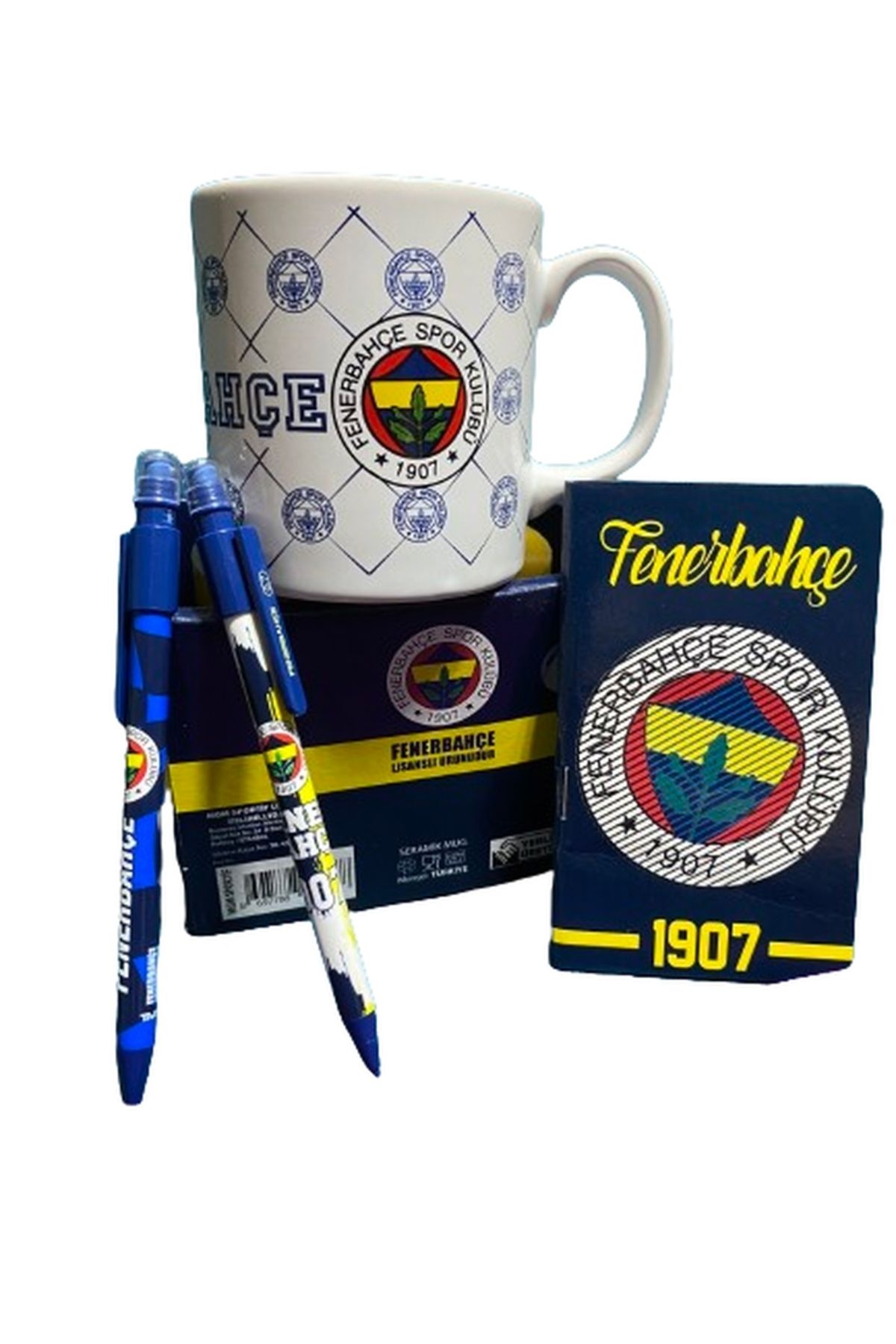 Fenerbahçe Lisanslı Orijinal Kupa 2023 yeni sezon & Lisanslı 2li 0.7 Kalem & a7 Bloknot