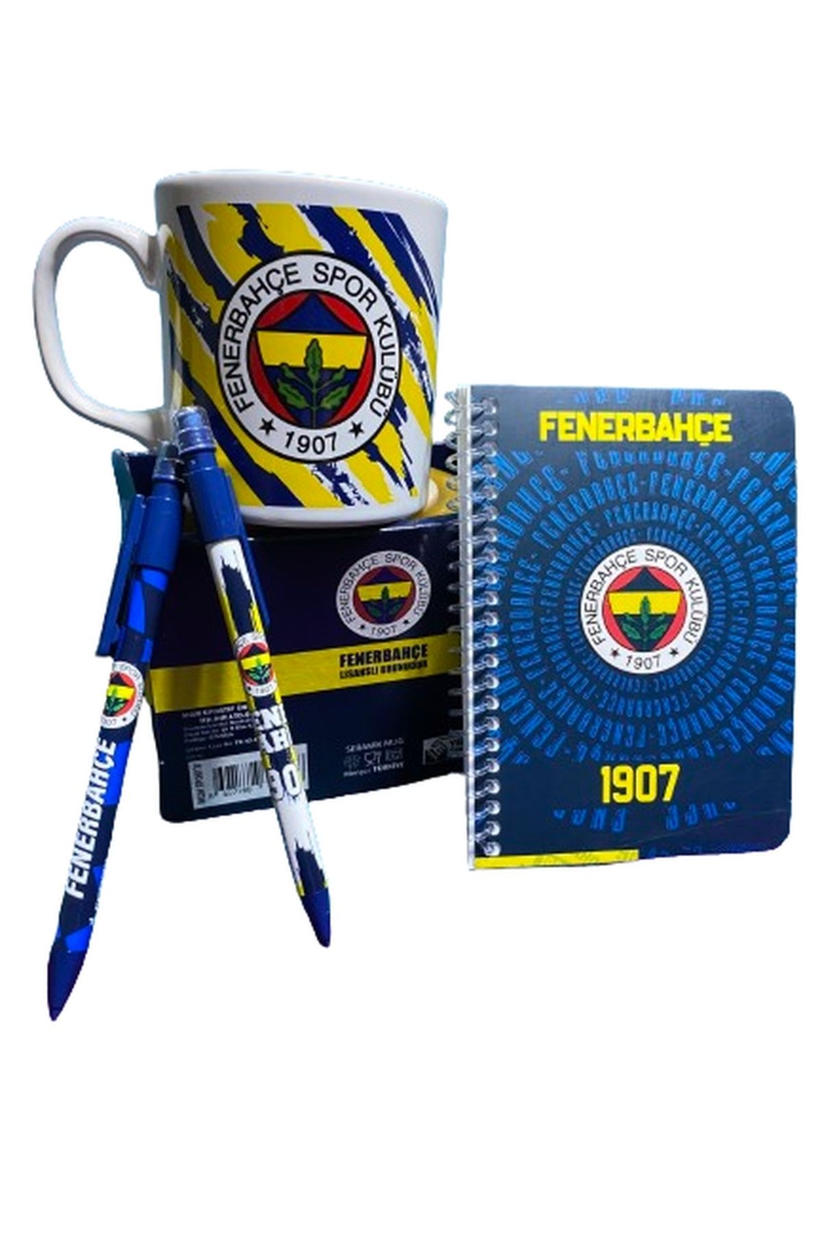 Fenerbahçe Lisanslı Orijinal Kupa 2023 yeni sezon & Lisanslı 2'li 0.7 Kalem & a6 Bloknot 80 yaprak