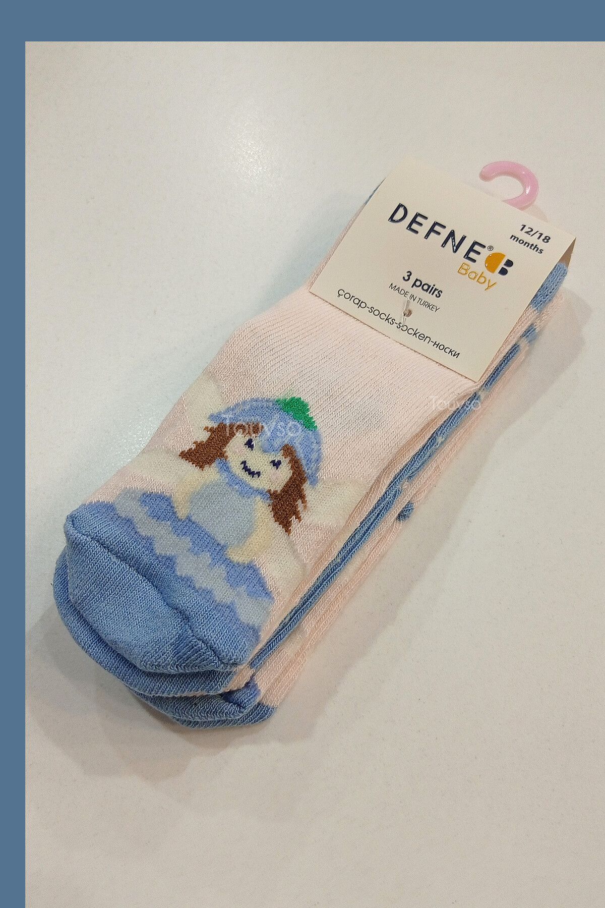 Defne Kids 3'lü Desenli Kız Bebek Soket Çocuk Çorabı