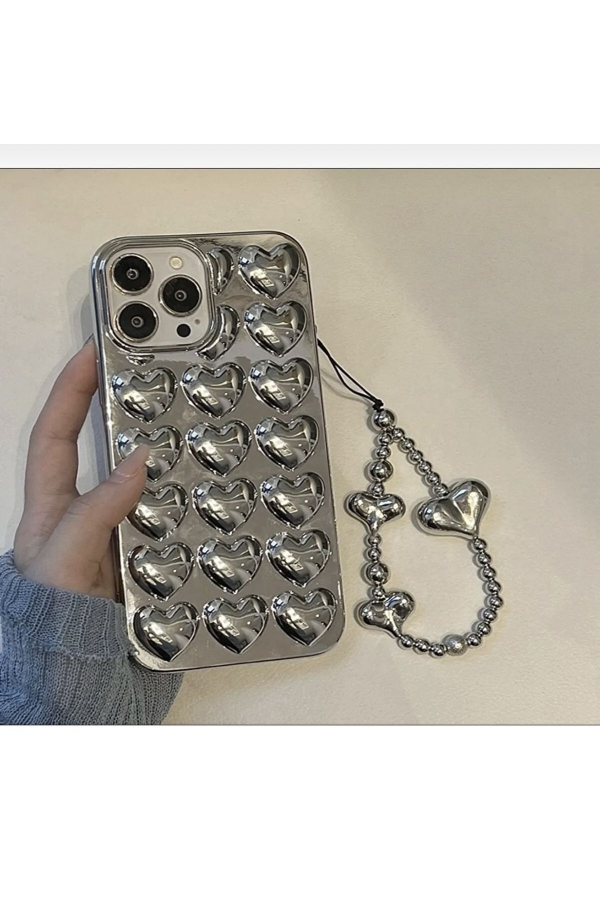 OVADA iPhone 15 Pro Max Uyumlu 3D Kalpli Metal Charmlı Premium Kılıf