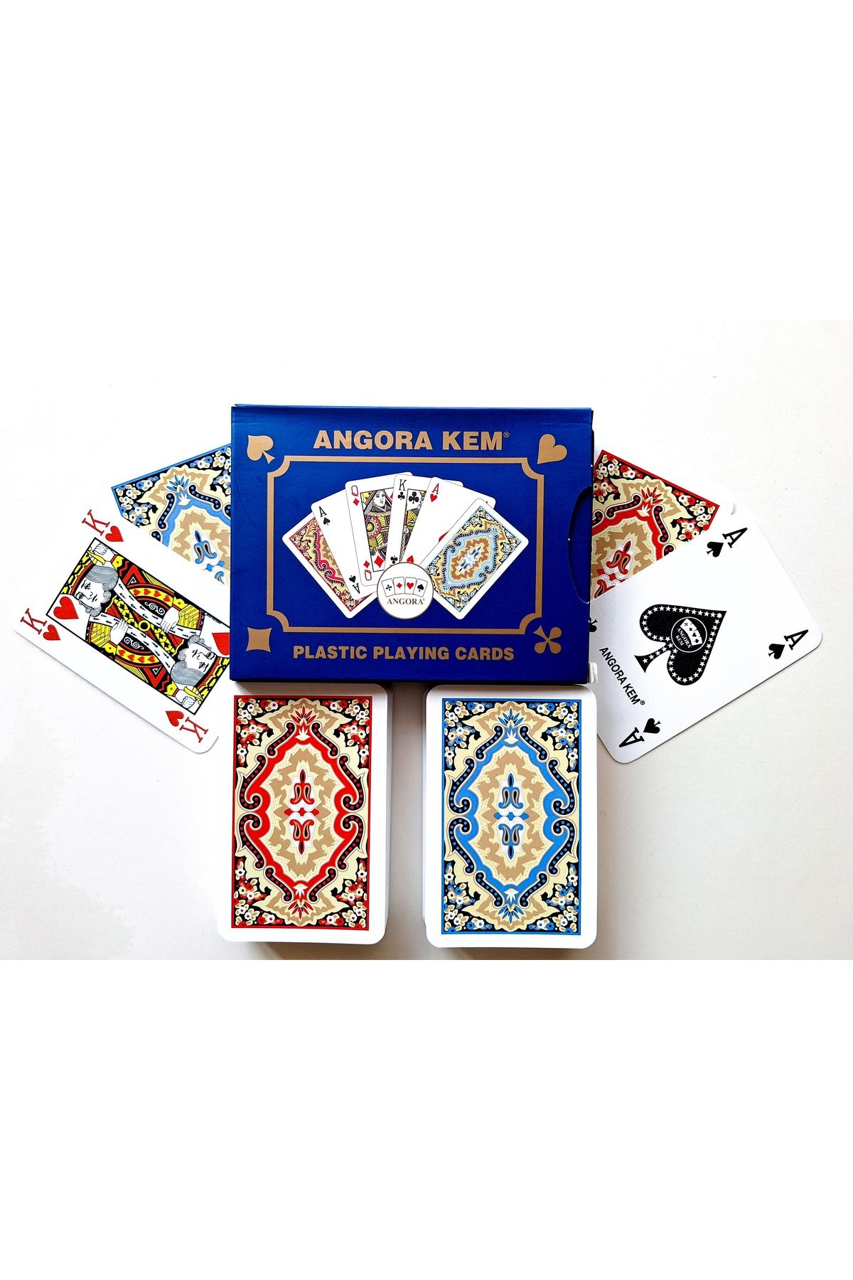 MSMETICARET Angora Kem Plastik Iskambil Oyun Kağıdı Biriç Oyun Kağıdı Çift Deste - Plastic Playing Cards