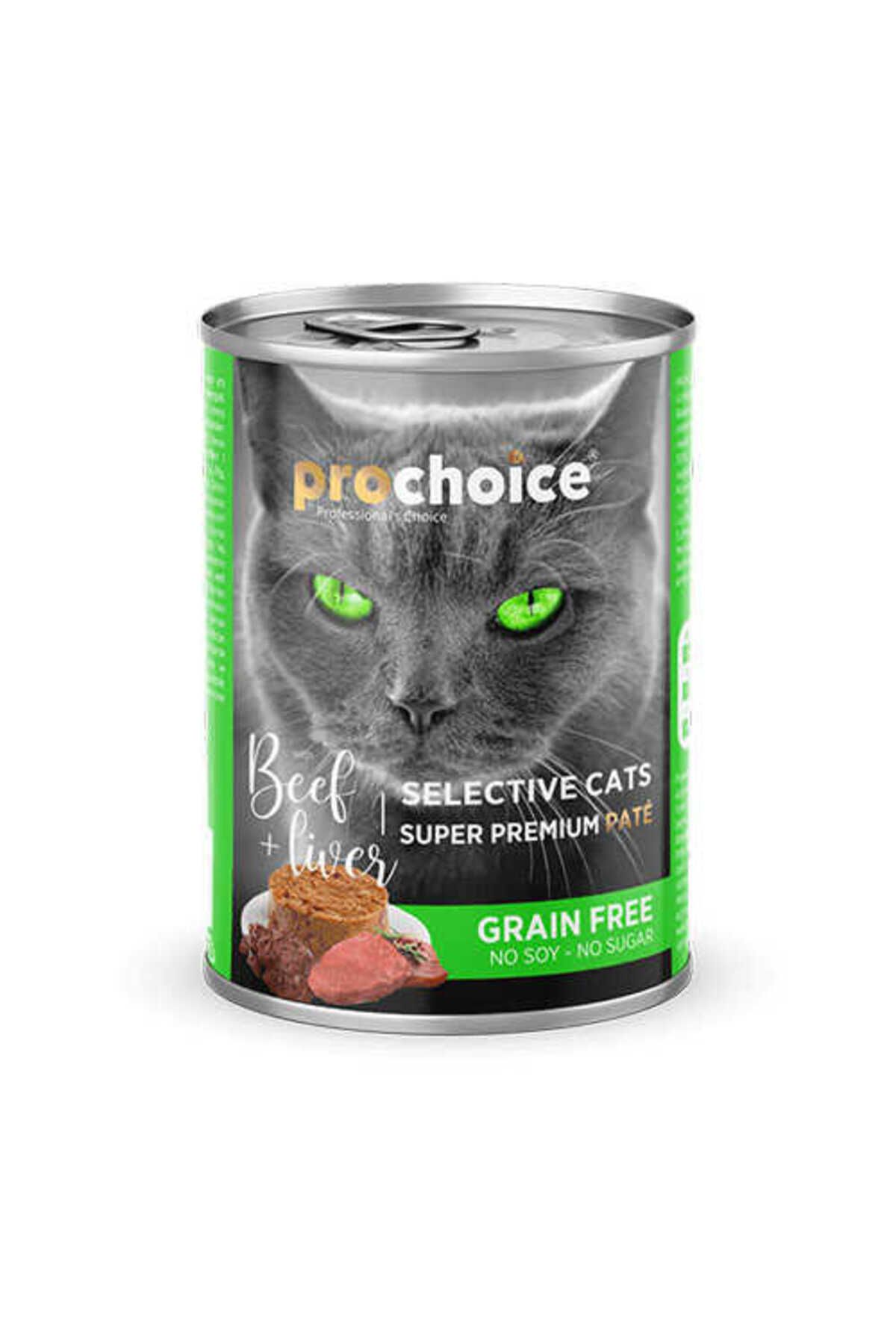 Pro Choice Pro Choıce Seçici Kediler İçin Sığır Etli ve Ciğerli Ezme Tahılsız Kedi Konservesi 400Gr