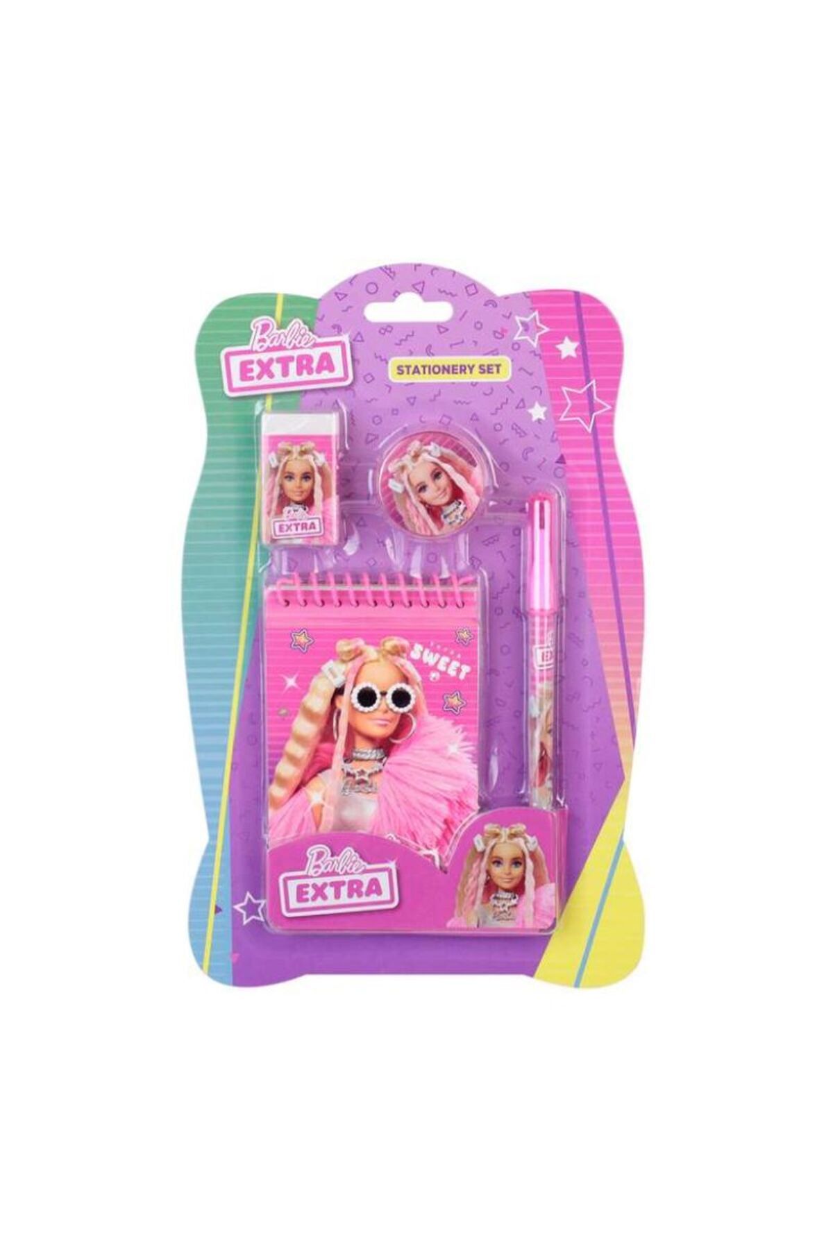 Barbie extra kırtasiye okul öğrenci silgi not defteri kalemtıraş kalem set takım
