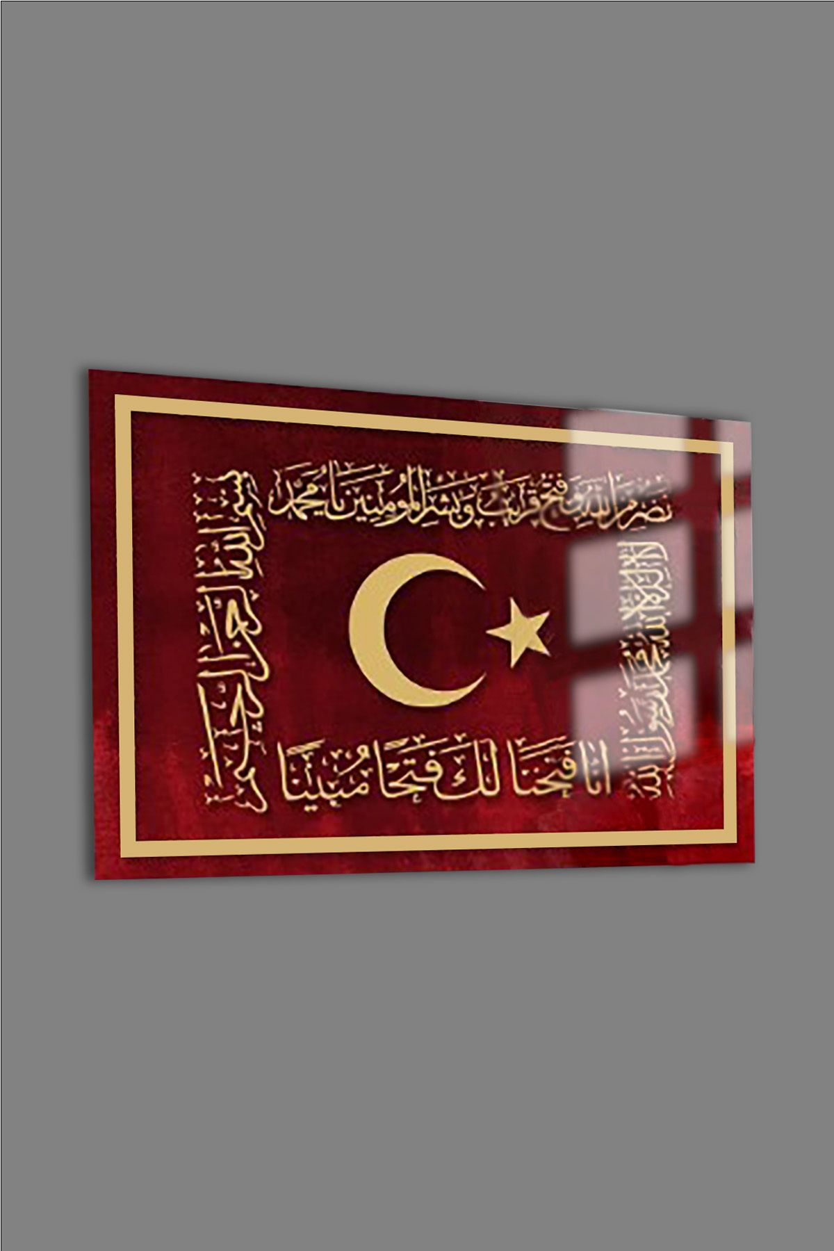 Glass Decoratıon Osmanlı Sancağı Cam Tablo