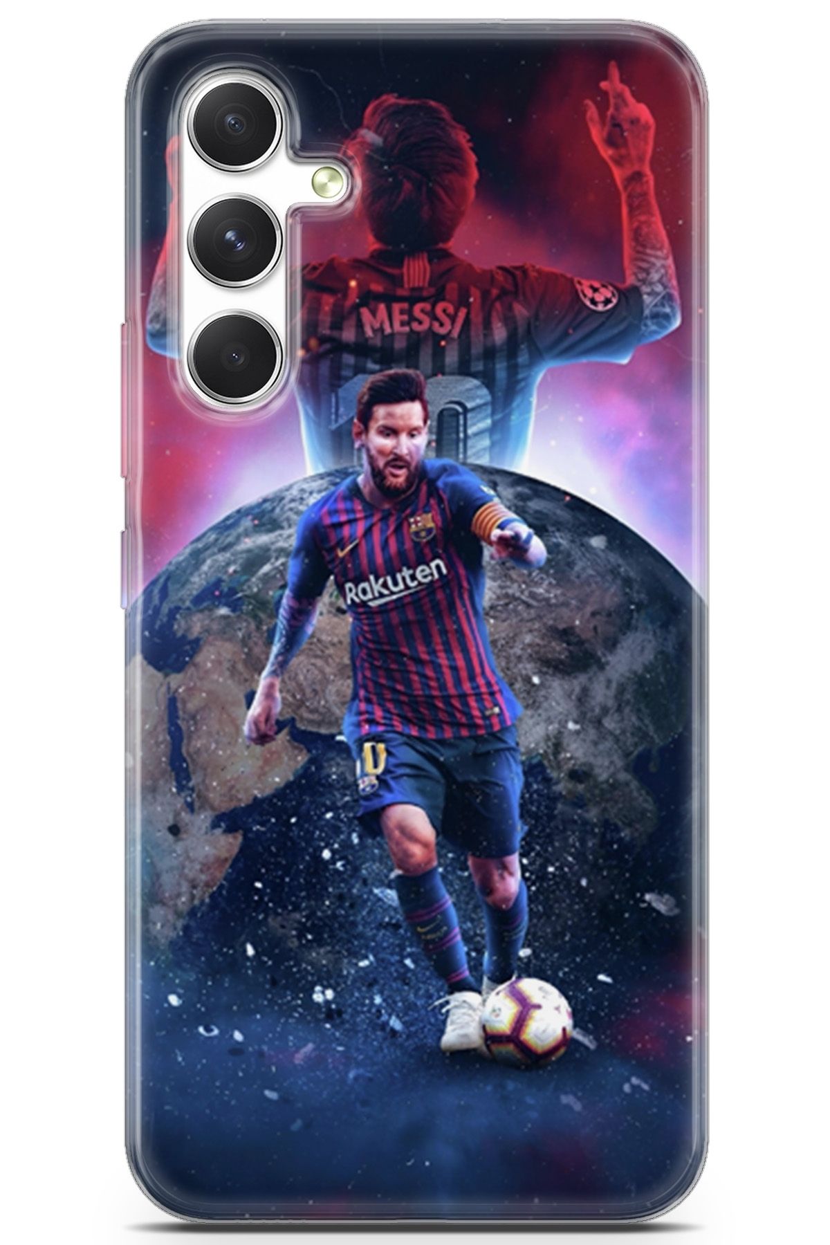 Lopard Samsung Galaxy A54 5G Uyumlu Kılıf Milano 19 Lionel Messi Tam Koruma Kılıf Kırmızı