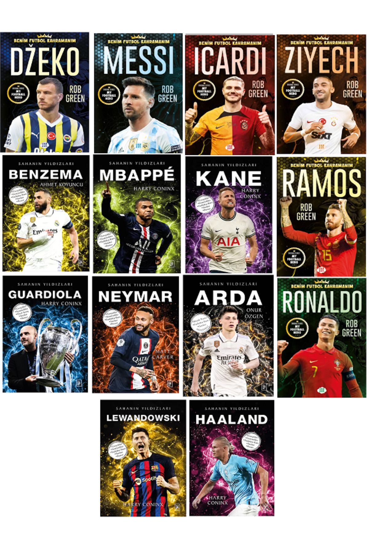 Efsane Yayınları Sahanın Yıldızları - Benim Futbol Kahramanım İCARDİ Futbolcu Kartı Poster HEDİYELİ Toplam 14 KİTAP