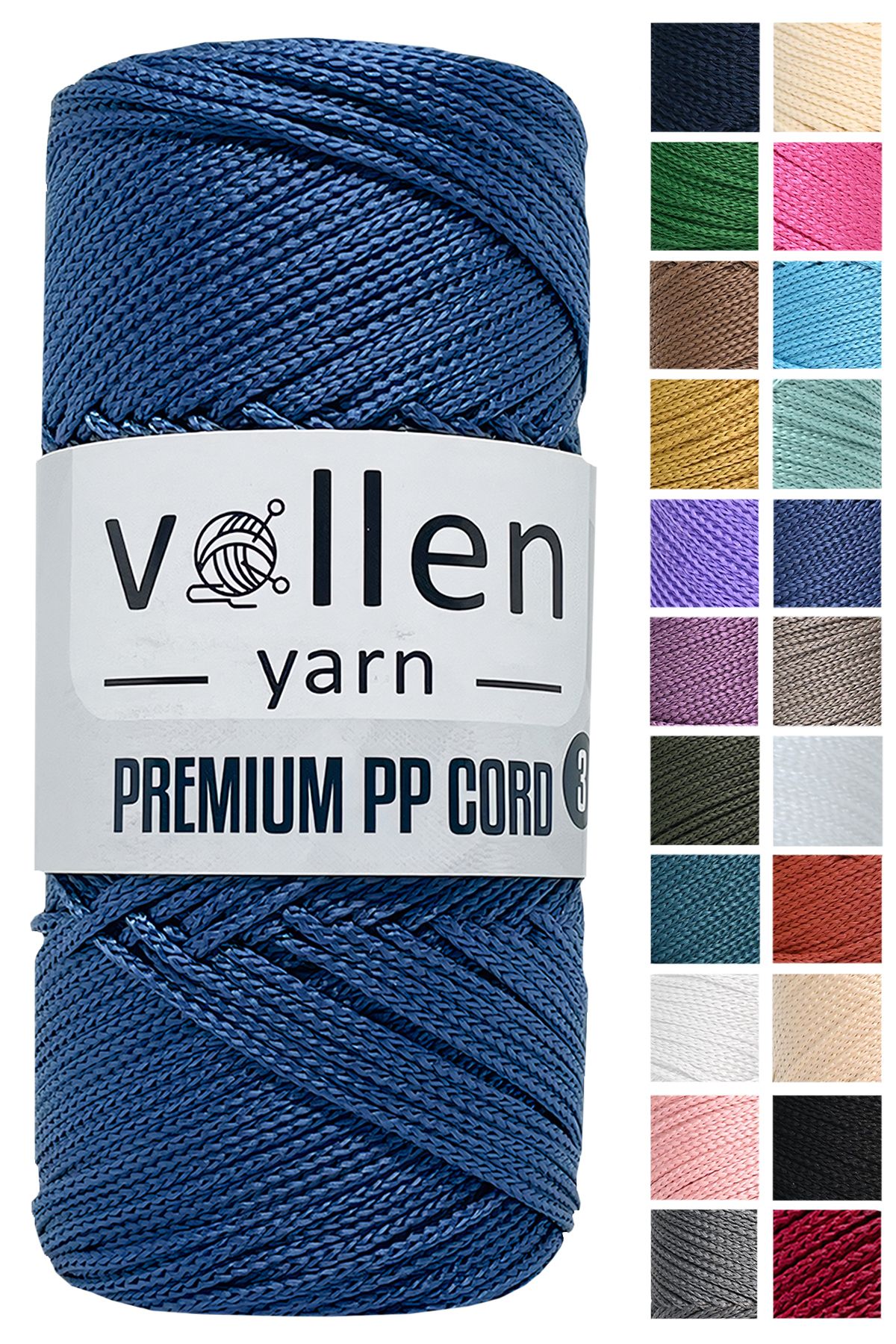 vollen yarn 1.5mm-150mt Polyester Makrome Ipi, Supla Ipi, Çanta Ipi, Bileklik Ipi, Makrame, Denim Mavi