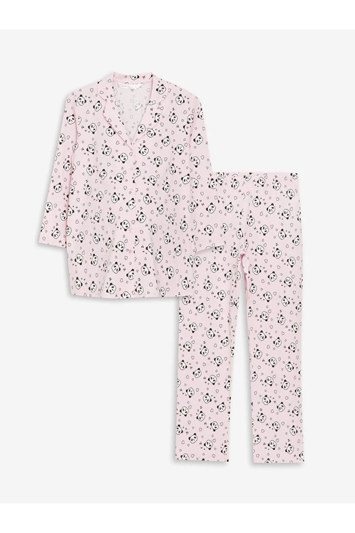 LC Waikiki LCW DREAM Gömlek Yaka Desenli Uzun Kollu Hamile Pijama Takımı